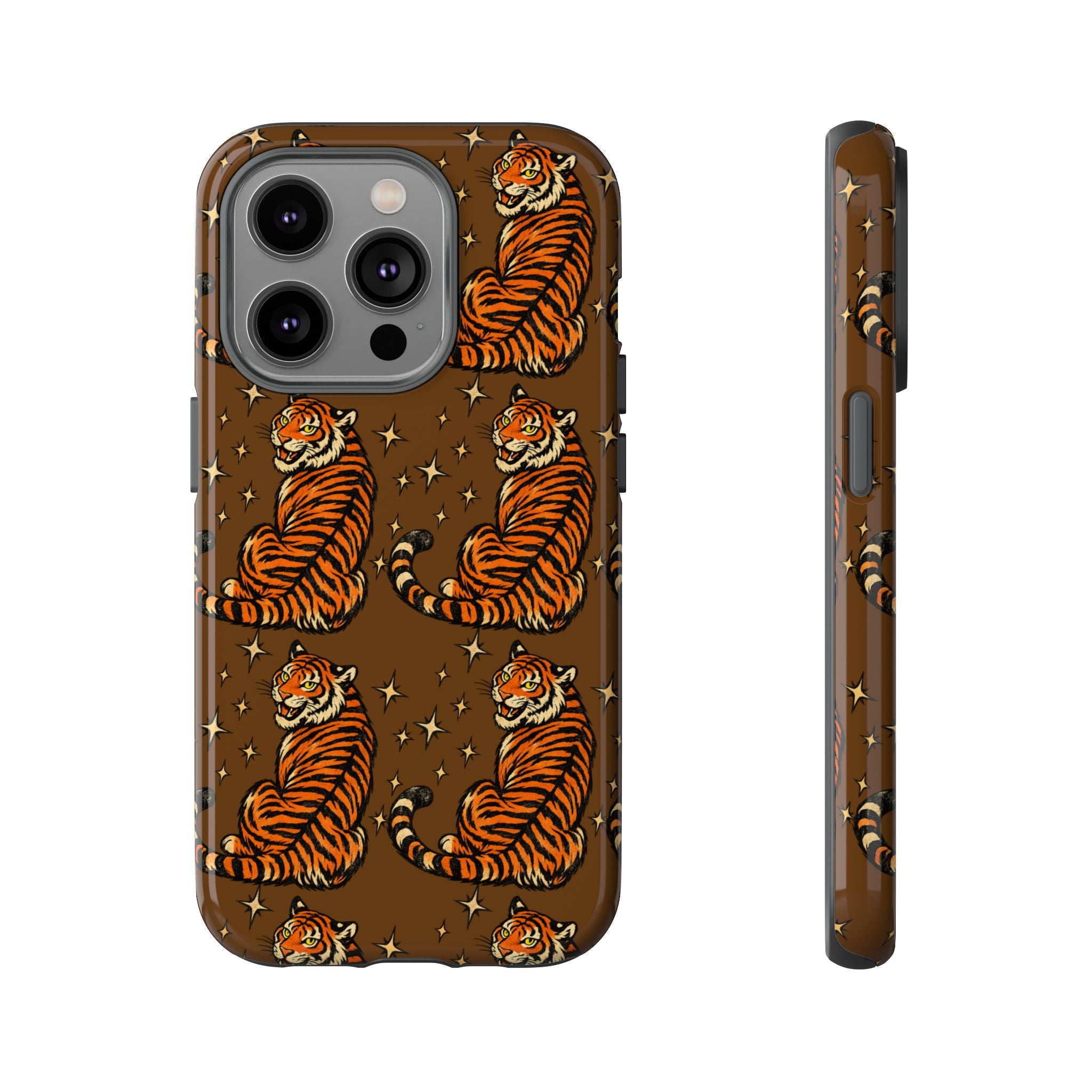 Tiger Pattern Phone Case — Retro Brown Vintage Tiger Print Tough Case