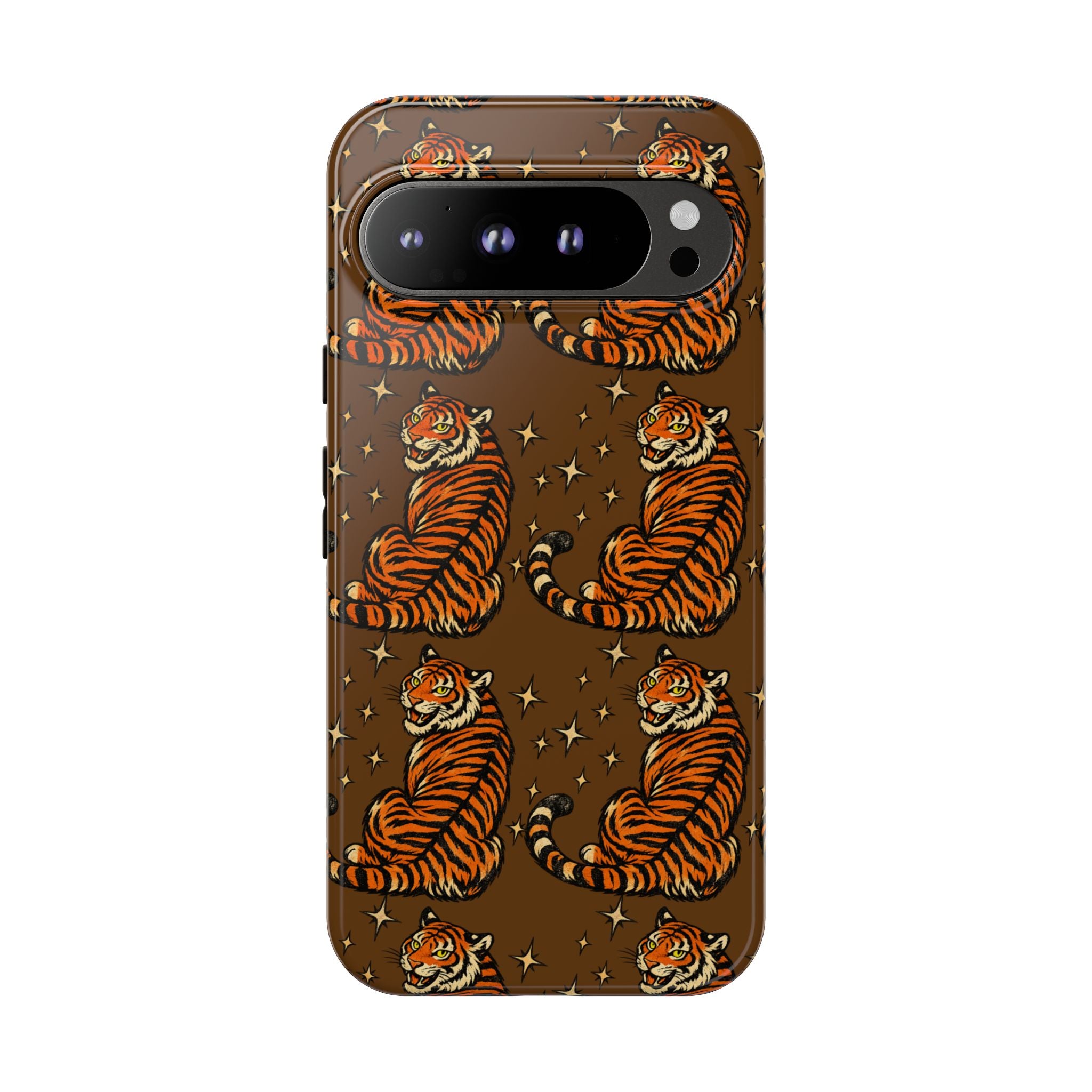 Tiger Pattern Phone Case — Retro Brown Vintage Tiger Print Tough Case