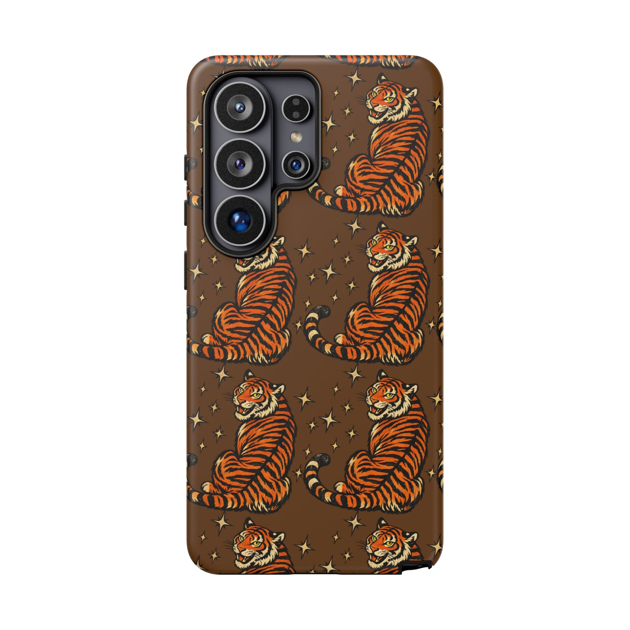 Tiger Pattern Phone Case — Retro Brown Vintage Tiger Print Tough Case