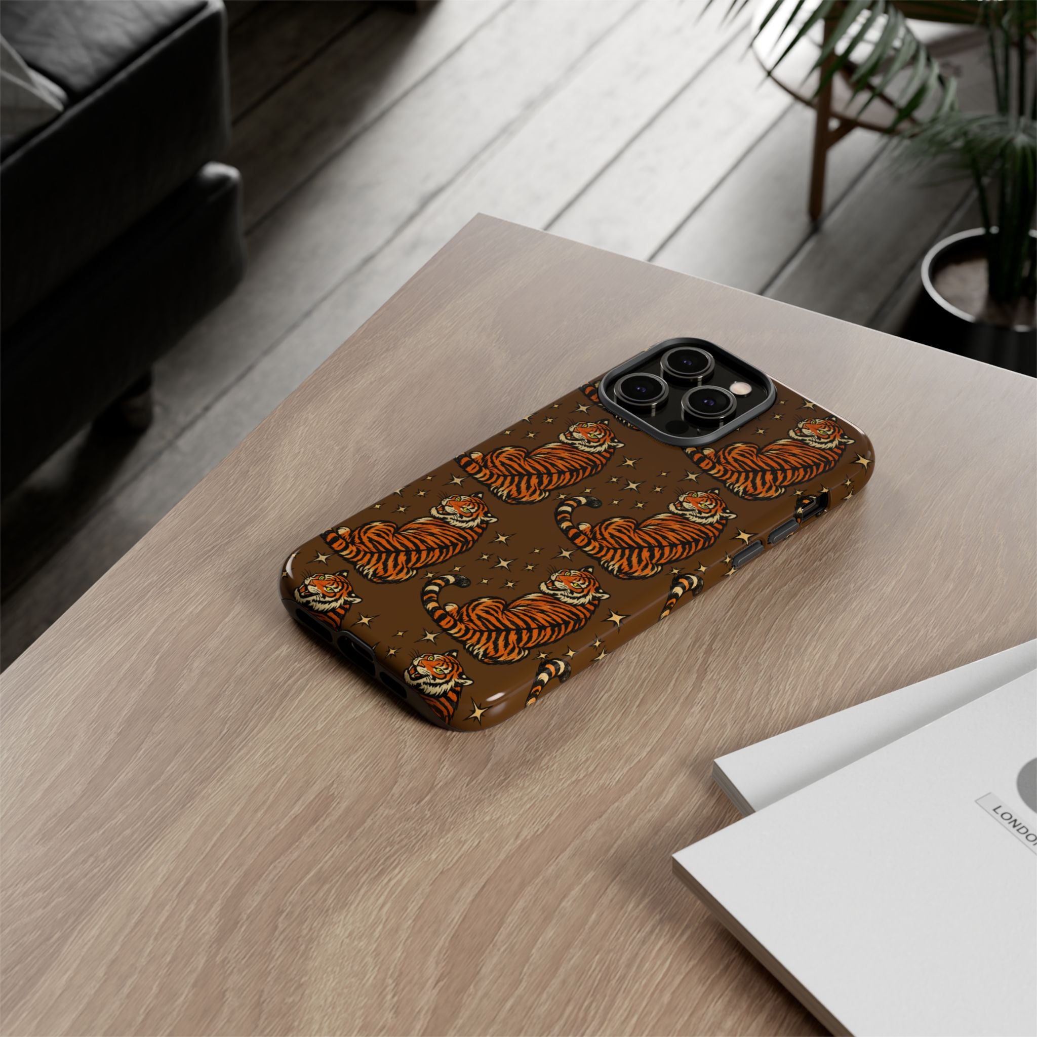 Tiger Pattern Phone Case — Retro Brown Vintage Tiger Print Tough Case