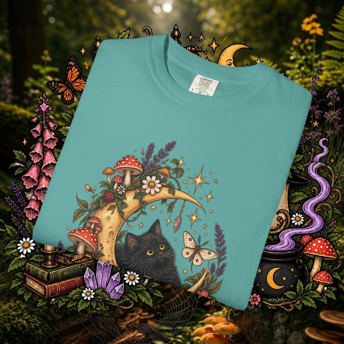 Moonlit Black Cat Oversized T-Shirt