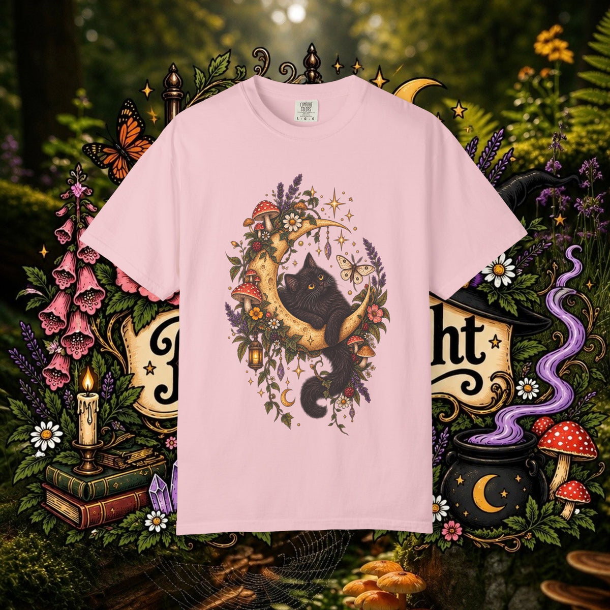 Moonlit Black Cat Oversized T-Shirt