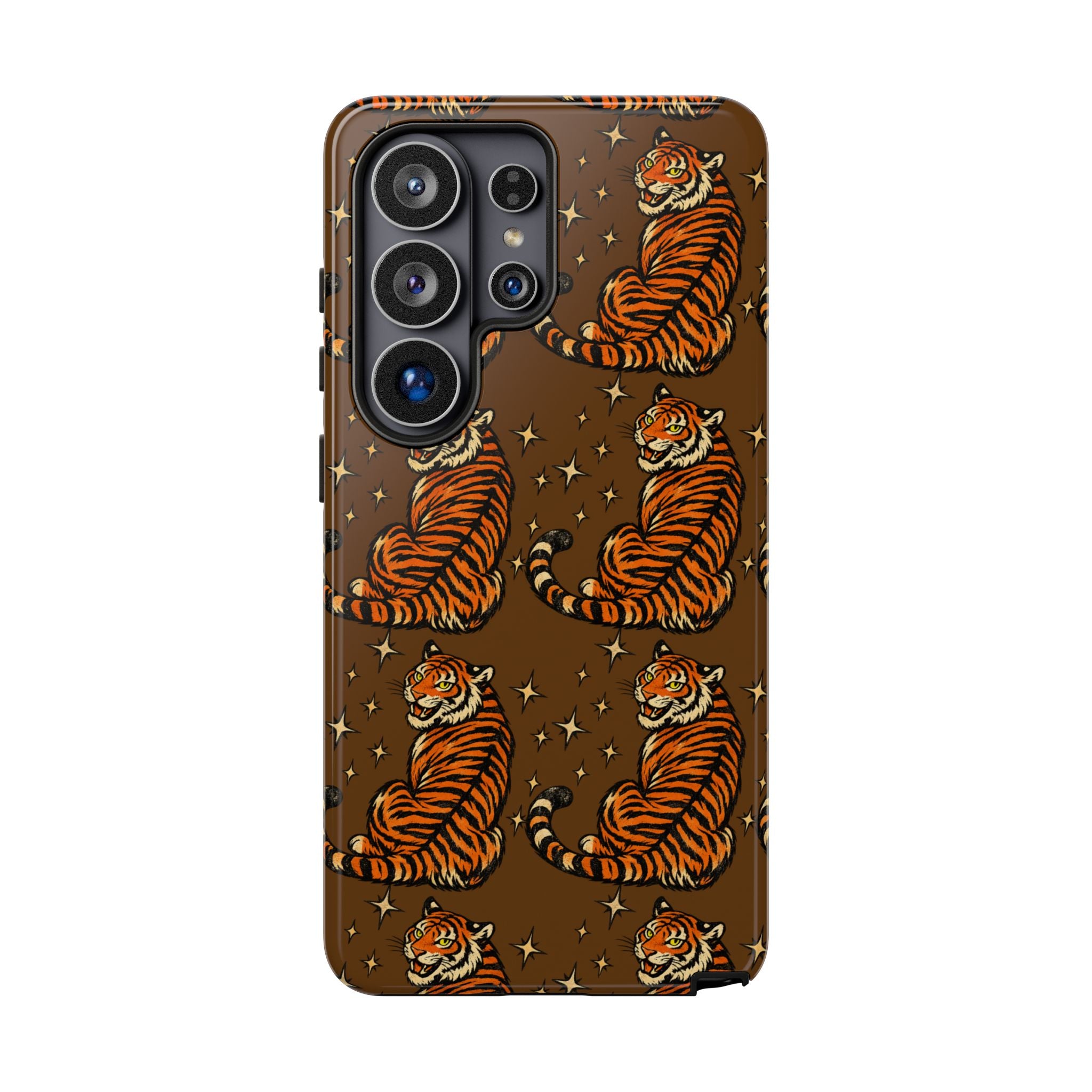 Tiger Pattern Phone Case — Retro Brown Vintage Tiger Print Tough Case