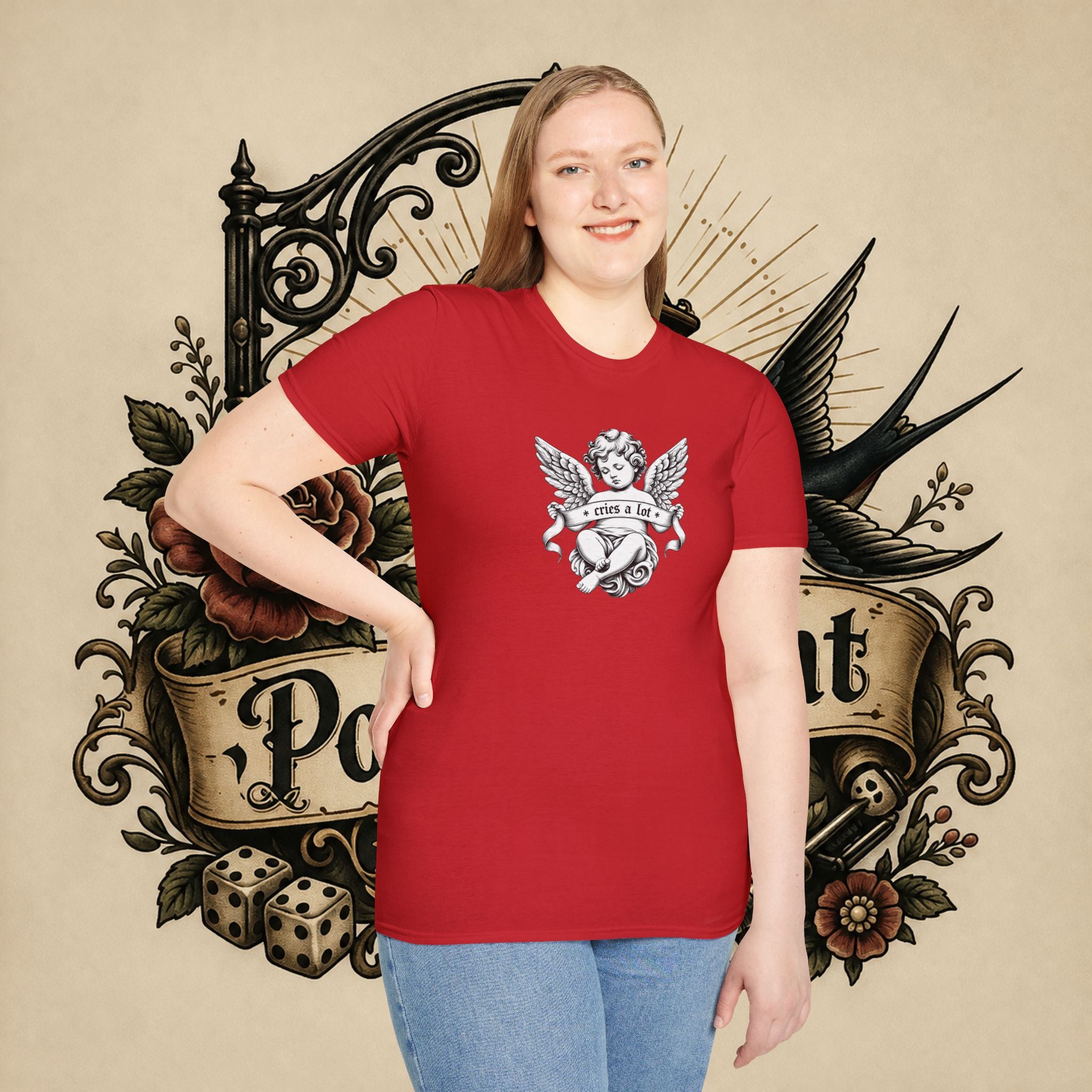 Cherub Angel Tee — 'Cries a Lot' Vintage Graphic T-Shirt