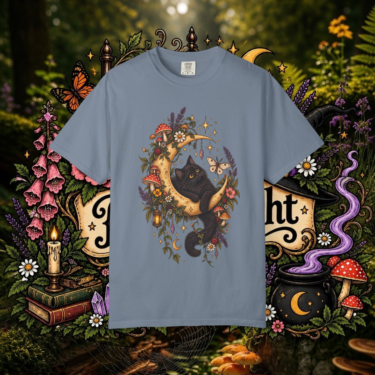 Moonlit Black Cat Oversized T-Shirt