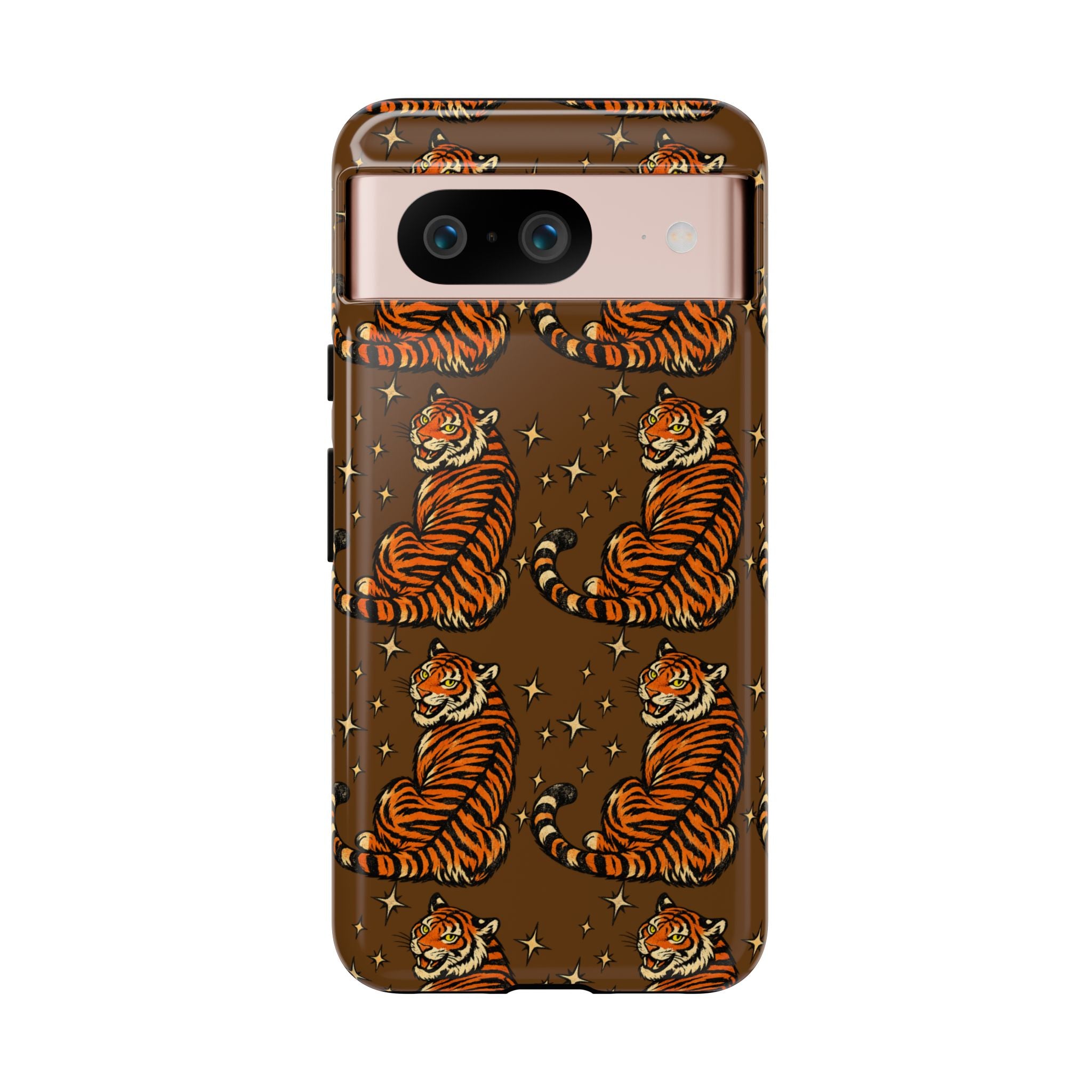 Tiger Pattern Phone Case — Retro Brown Vintage Tiger Print Tough Case