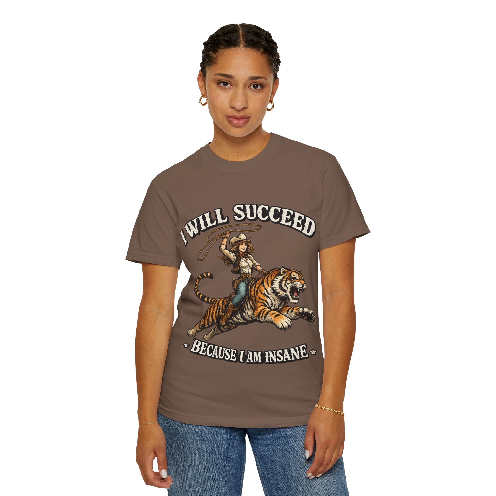 I Will Succeed Tiger T-Shirt — Bold Vintage Rider Graphic Tee