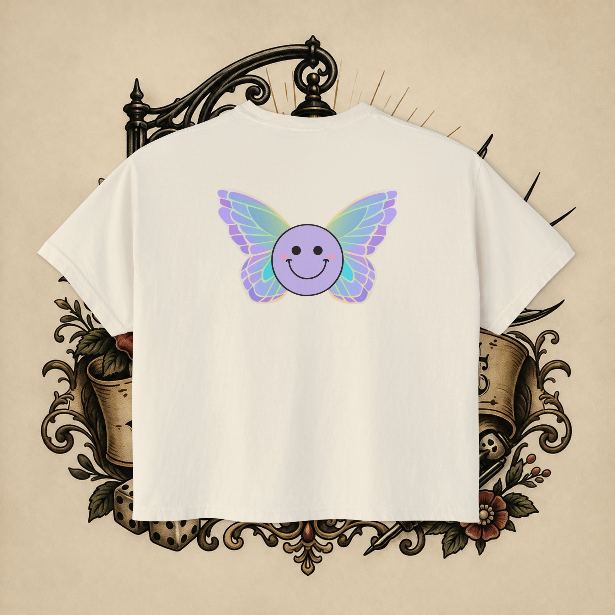 Women's Boxy Tee — "Fueled by Rage" Cute Rainbow Bunny Graphic