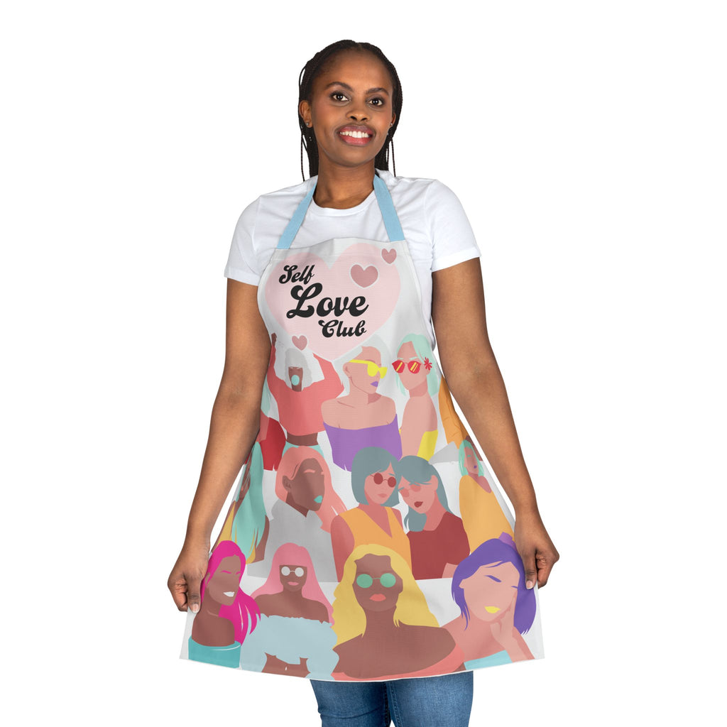 Self Love Club Apron — Colorful Feminine All-Over Print Kitchen Apron