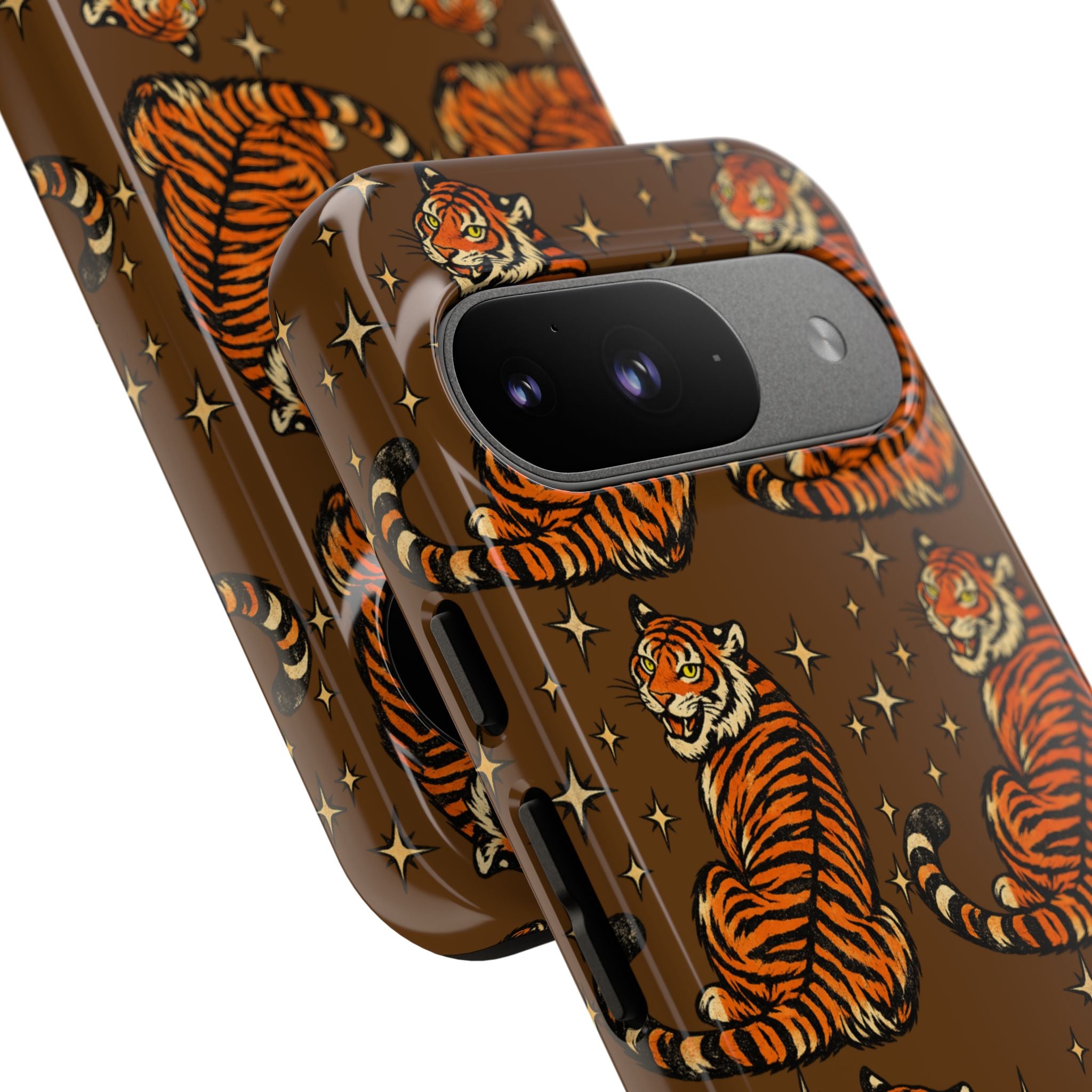 Tiger Pattern Phone Case — Retro Brown Vintage Tiger Print Tough Case