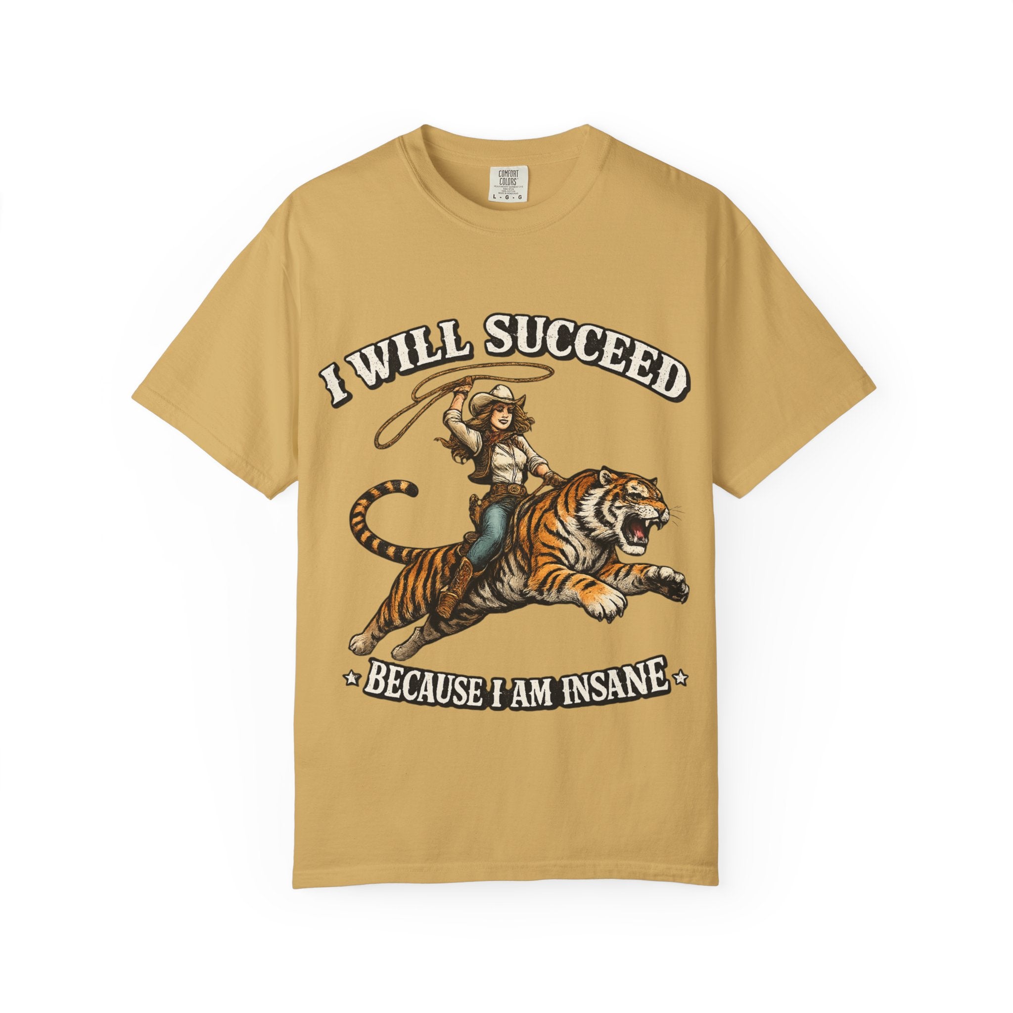I Will Succeed Tiger T-Shirt — Bold Vintage Rider Graphic Tee