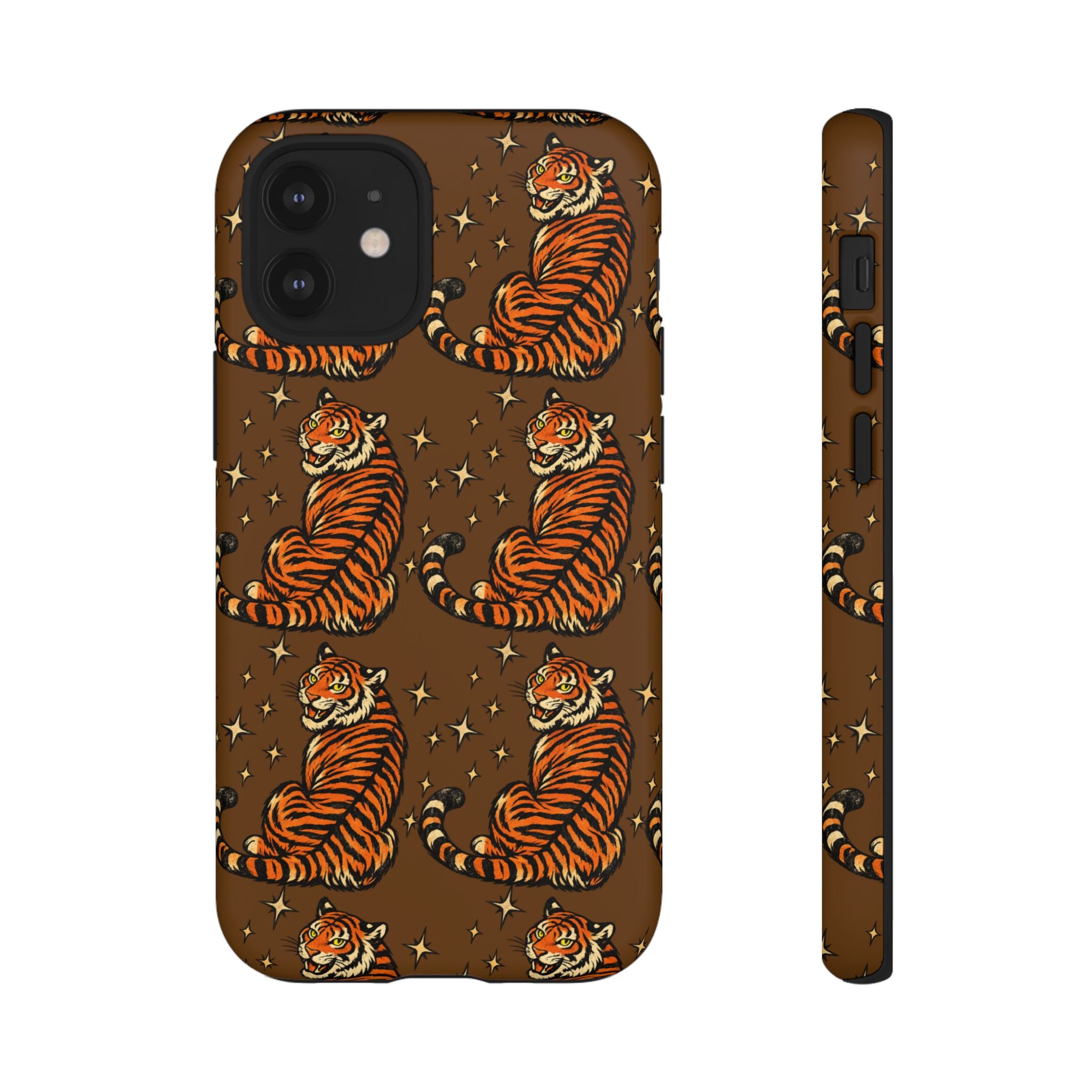 Tiger Pattern Phone Case — Retro Brown Vintage Tiger Print Tough Case