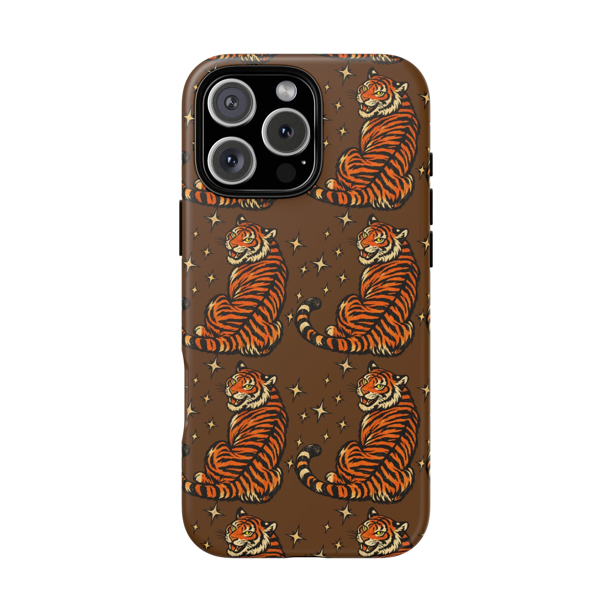 Tiger Pattern Phone Case — Retro Brown Vintage Tiger Print Tough Case