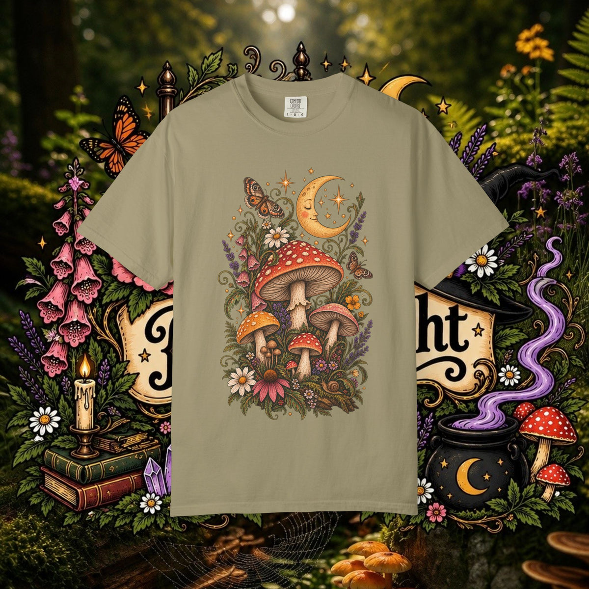 Mushrooms By Moonlight Oversized T-Shirt