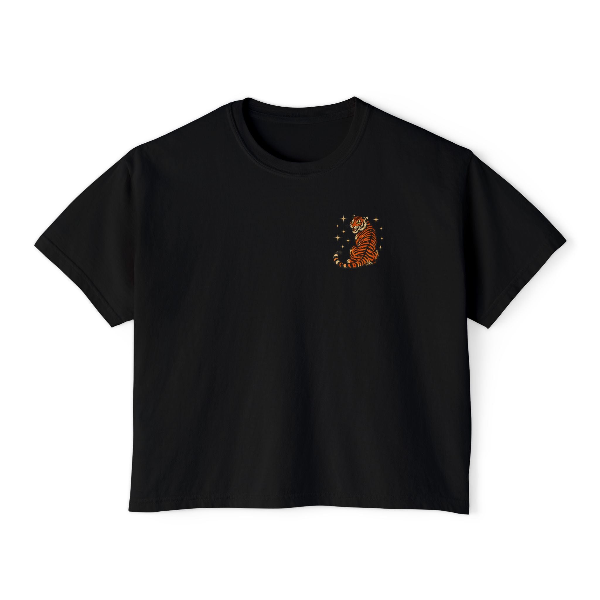 Women's Boxy Tee — Vintage Lantern & Cat Graphic T-Shirt