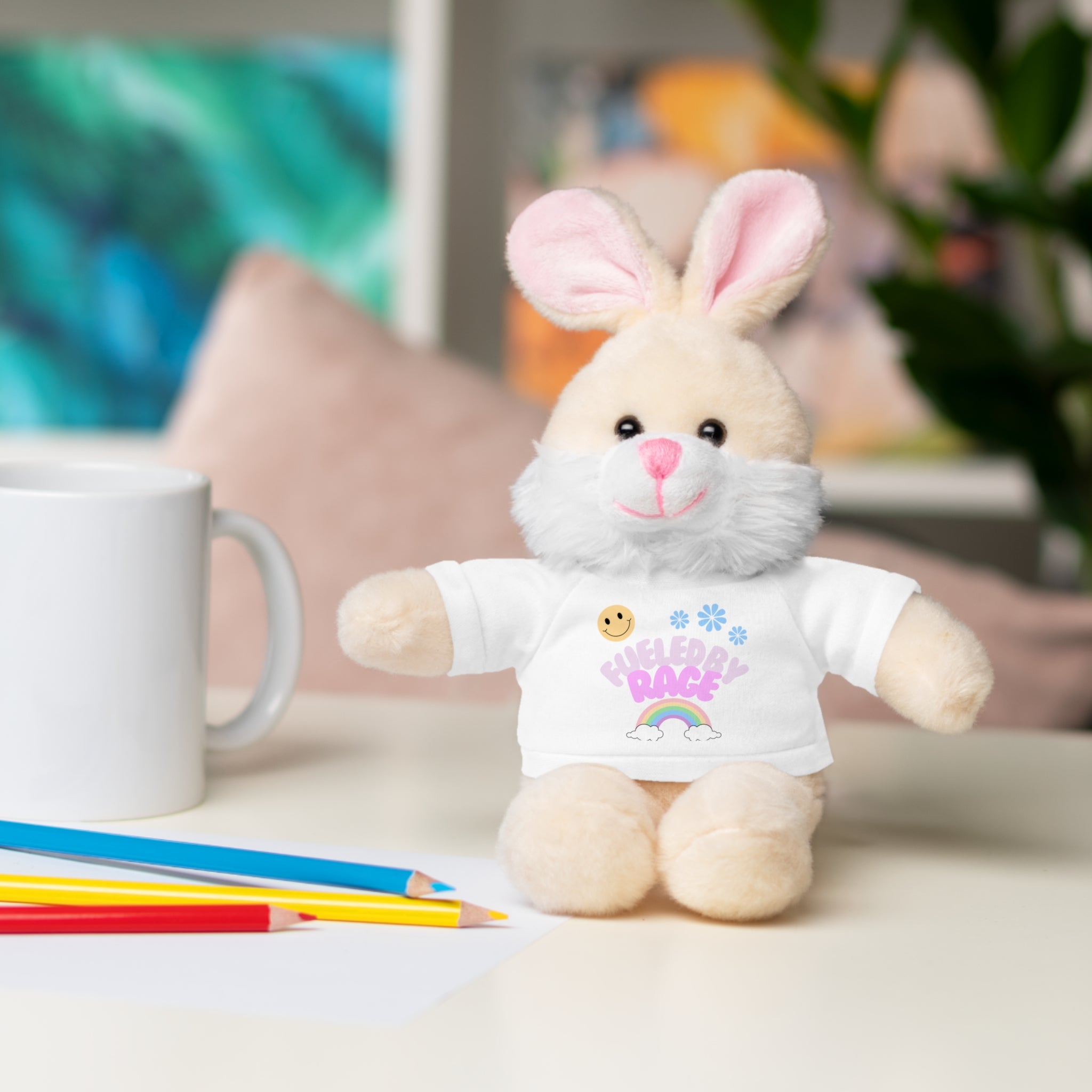 'Fueled by Rage' Teddy Bear Plush — 8" Stuffed Animal with Funny Tee