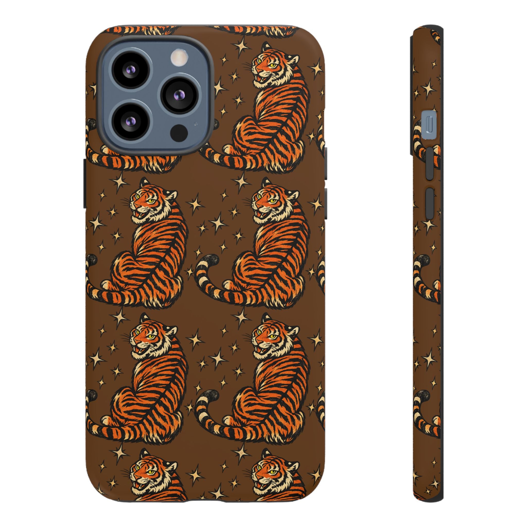 Tiger Pattern Phone Case — Retro Brown Vintage Tiger Print Tough Case