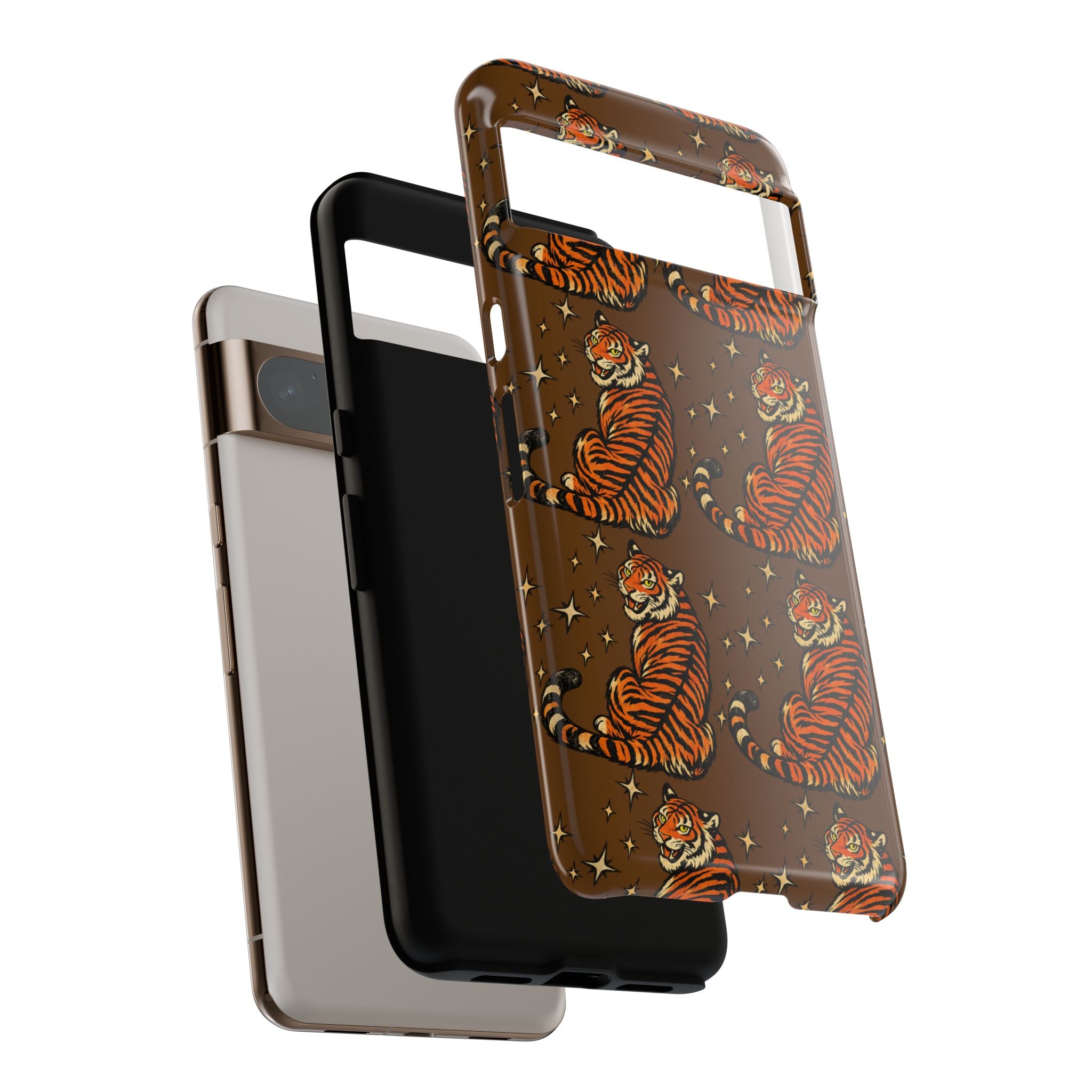 Tiger Pattern Phone Case — Retro Brown Vintage Tiger Print Tough Case
