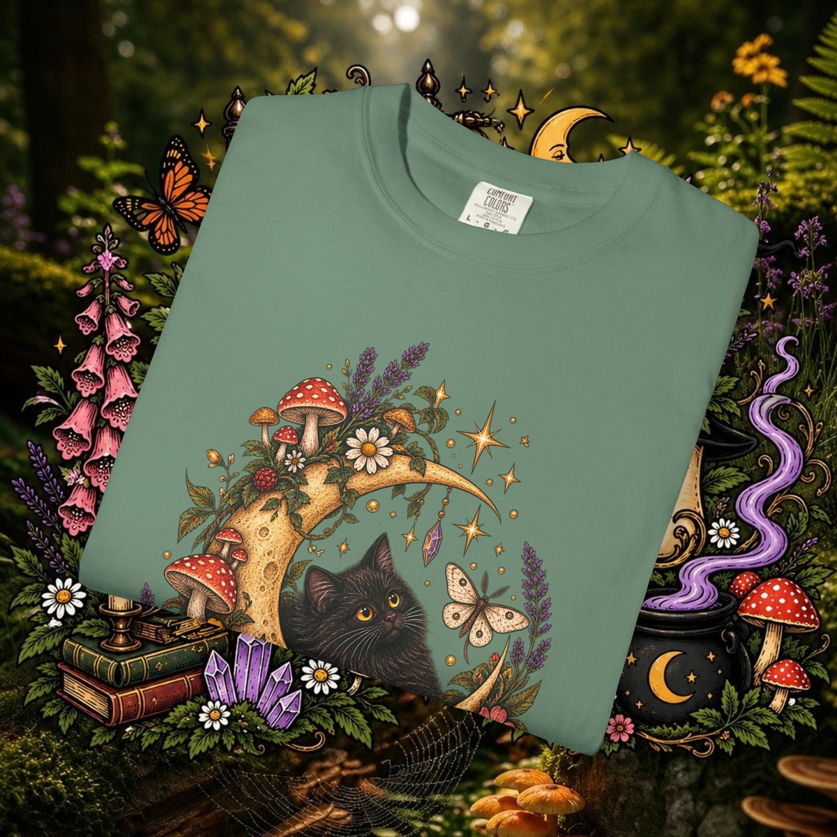 Moonlit Black Cat Oversized T-Shirt