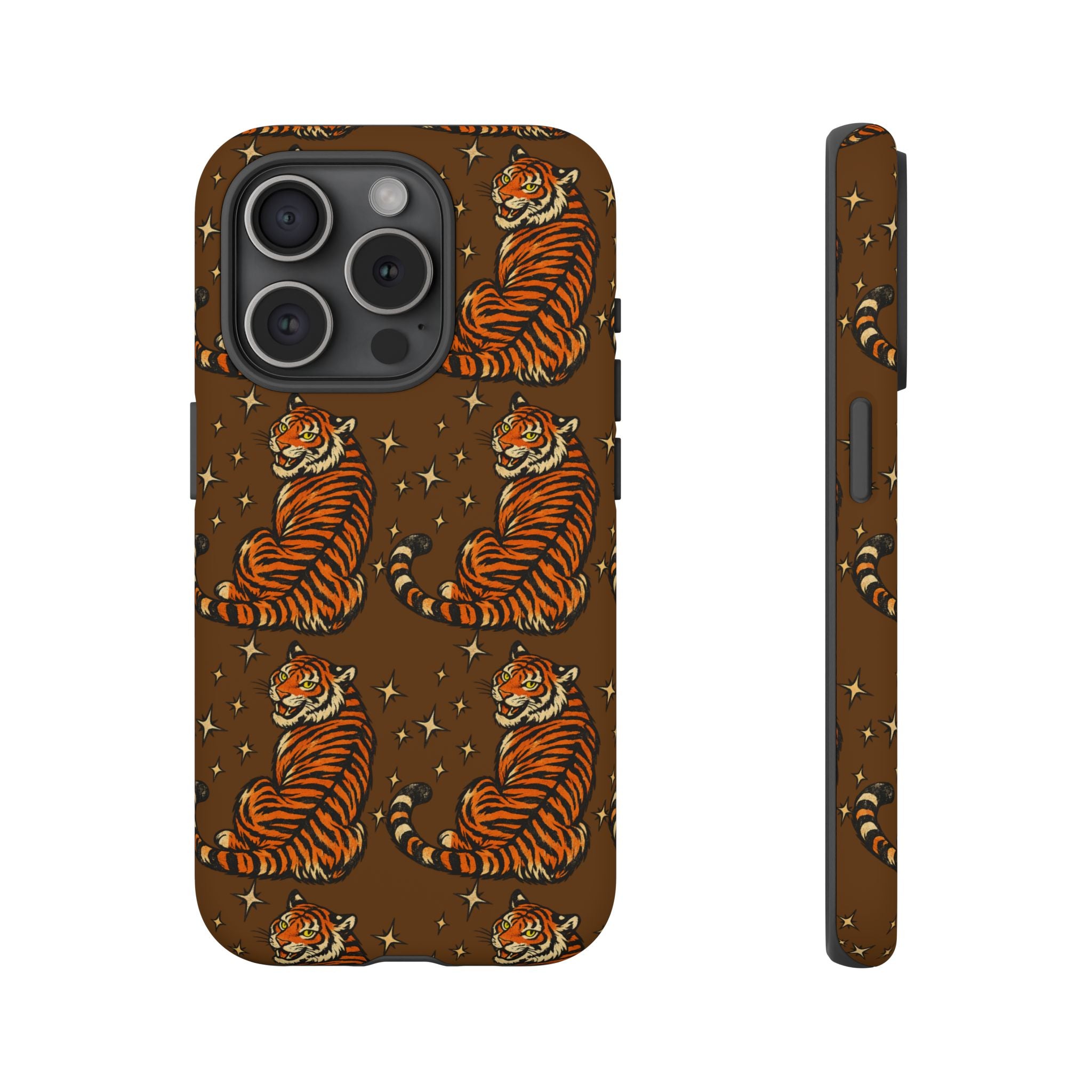 Tiger Pattern Phone Case — Retro Brown Vintage Tiger Print Tough Case