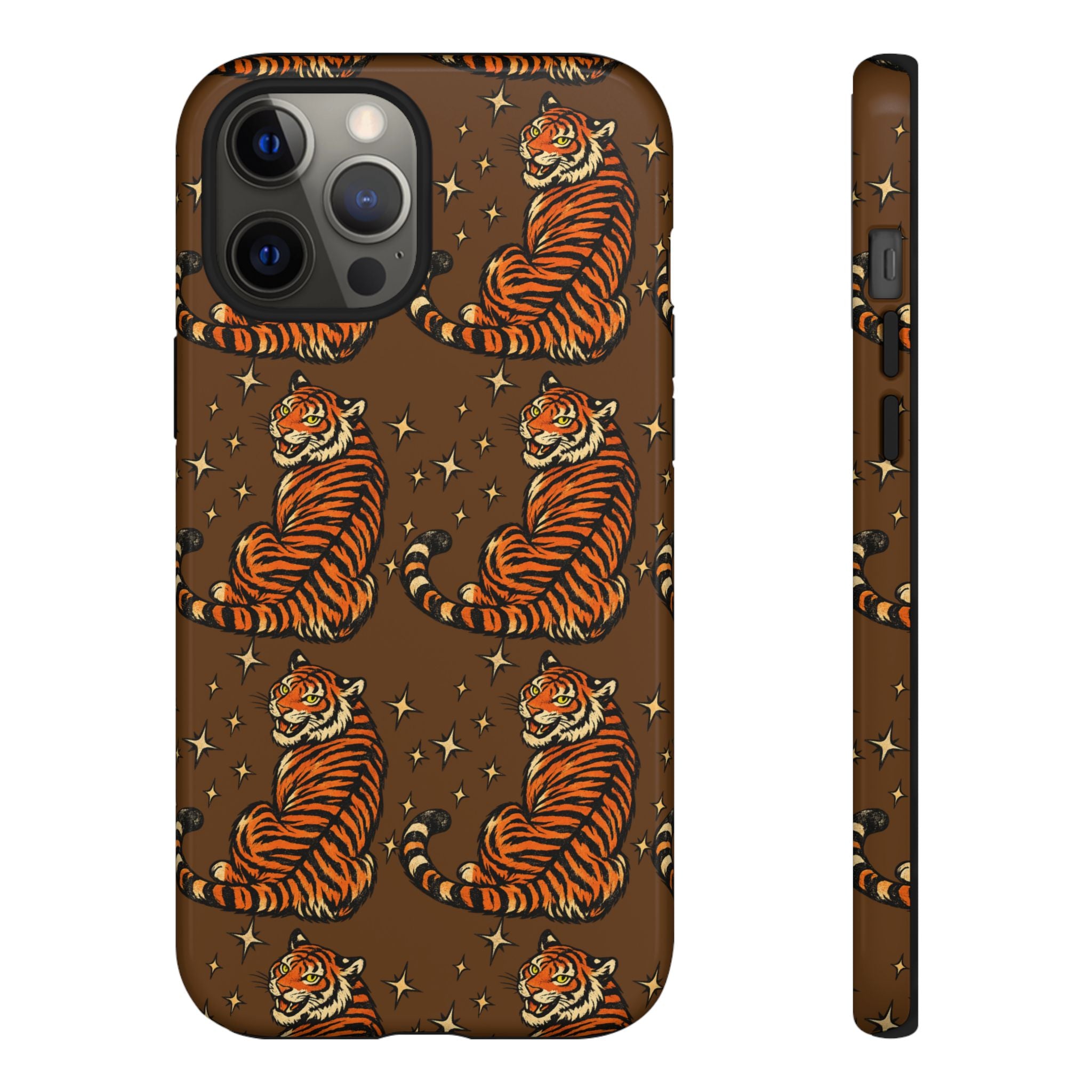 Tiger Pattern Phone Case — Retro Brown Vintage Tiger Print Tough Case