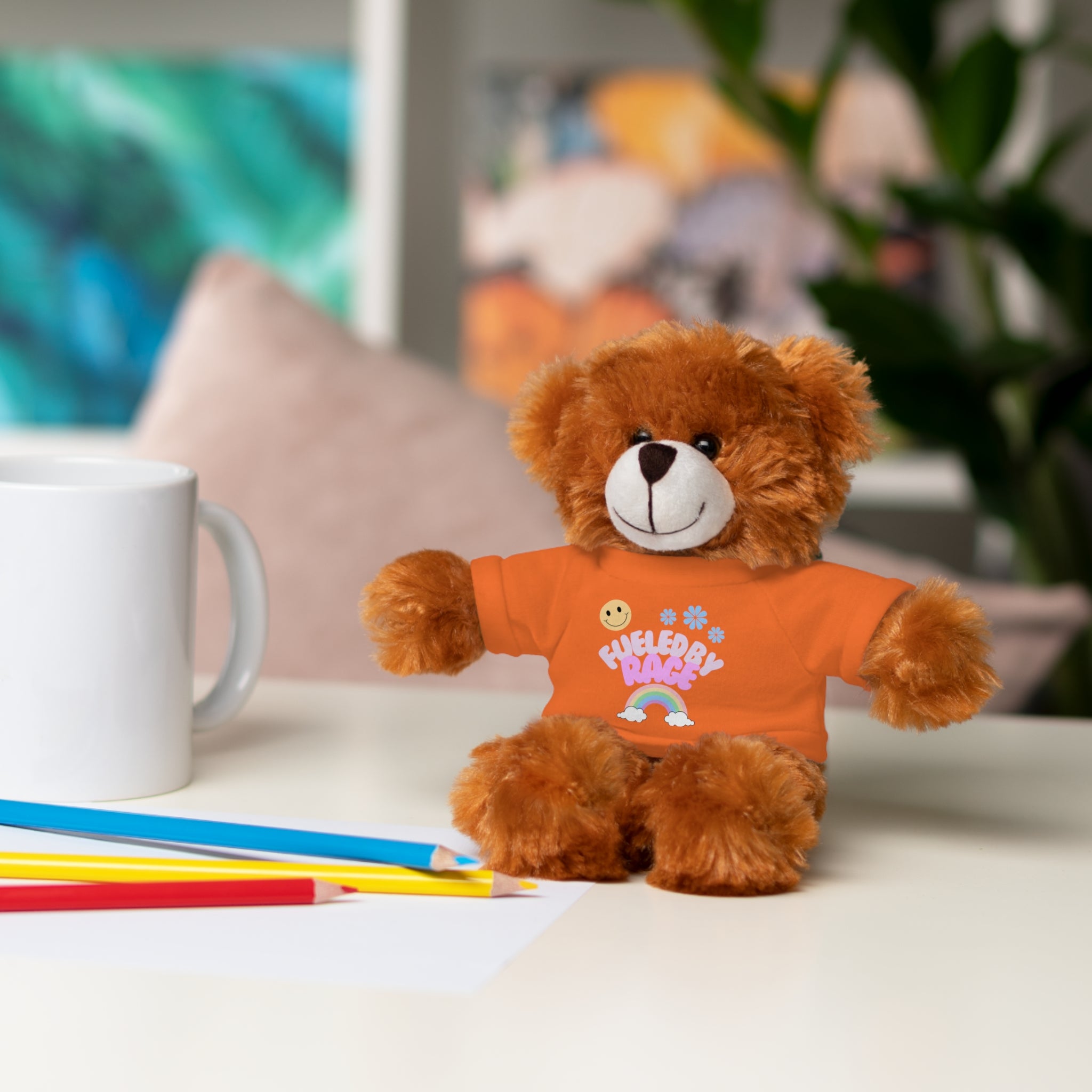 'Fueled by Rage' Teddy Bear Plush — 8" Stuffed Animal with Funny Tee