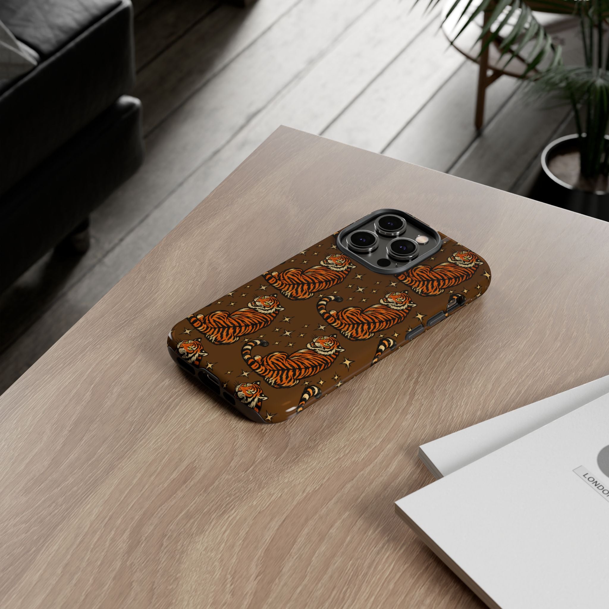 Tiger Pattern Phone Case — Retro Brown Vintage Tiger Print Tough Case