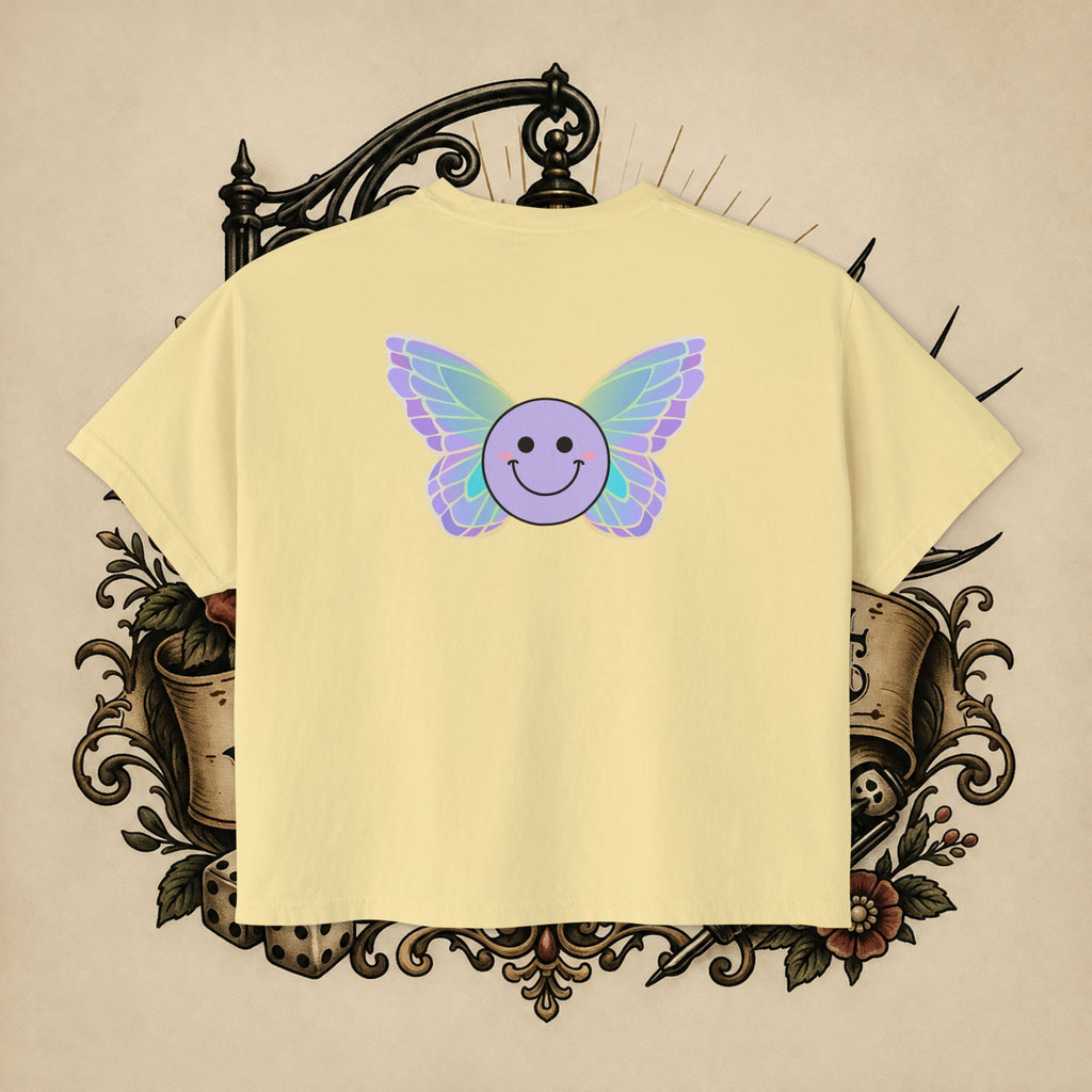 Women's Boxy Tee — "Fueled by Rage" Cute Rainbow Bunny Graphic