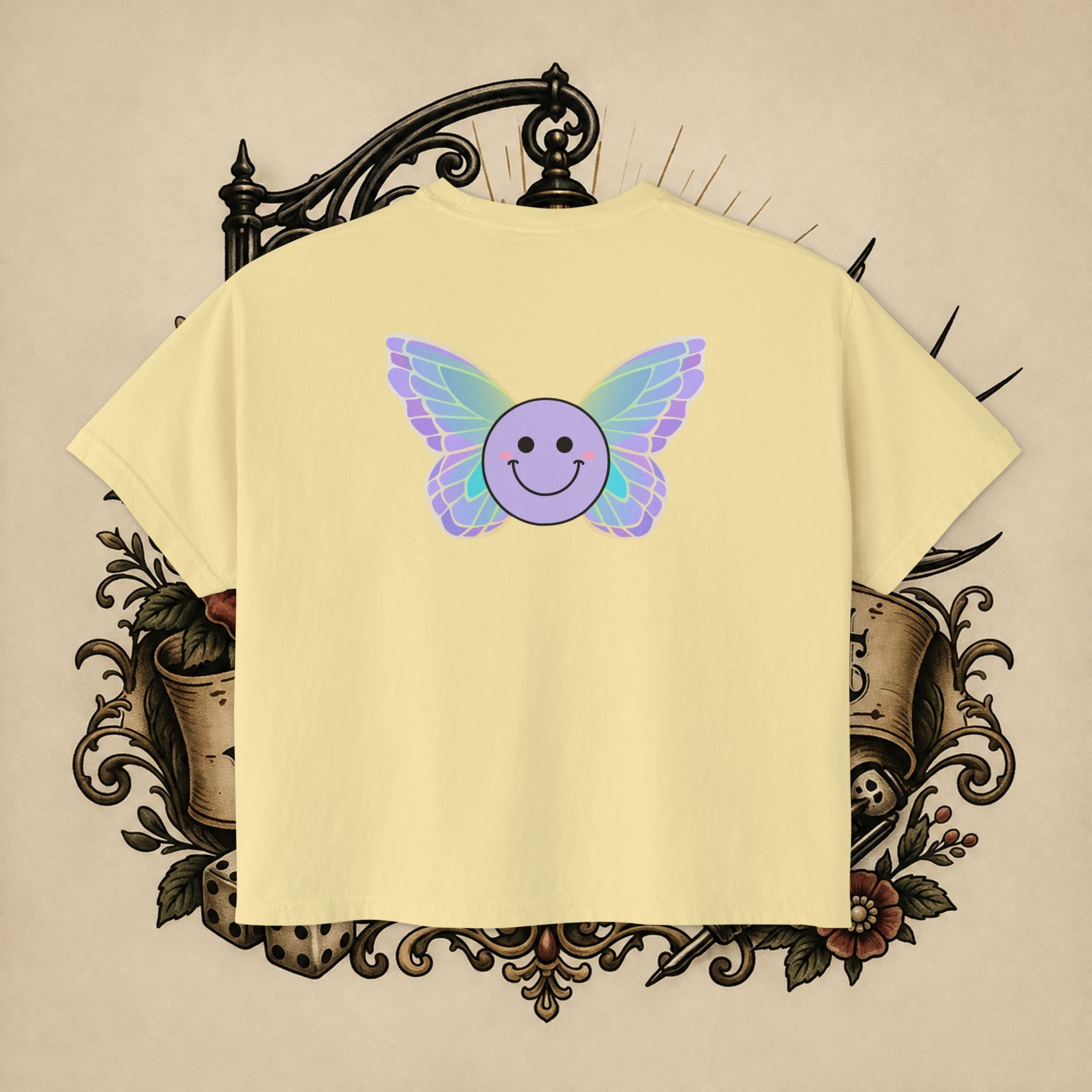 Women's Boxy Tee — "Fueled by Rage" Cute Rainbow Bunny Graphic