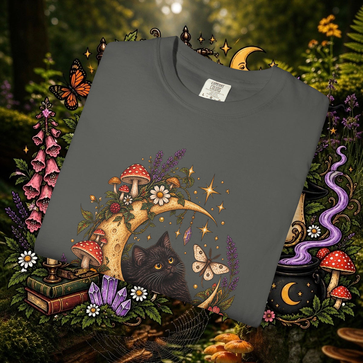 Moonlit Black Cat Oversized T-Shirt