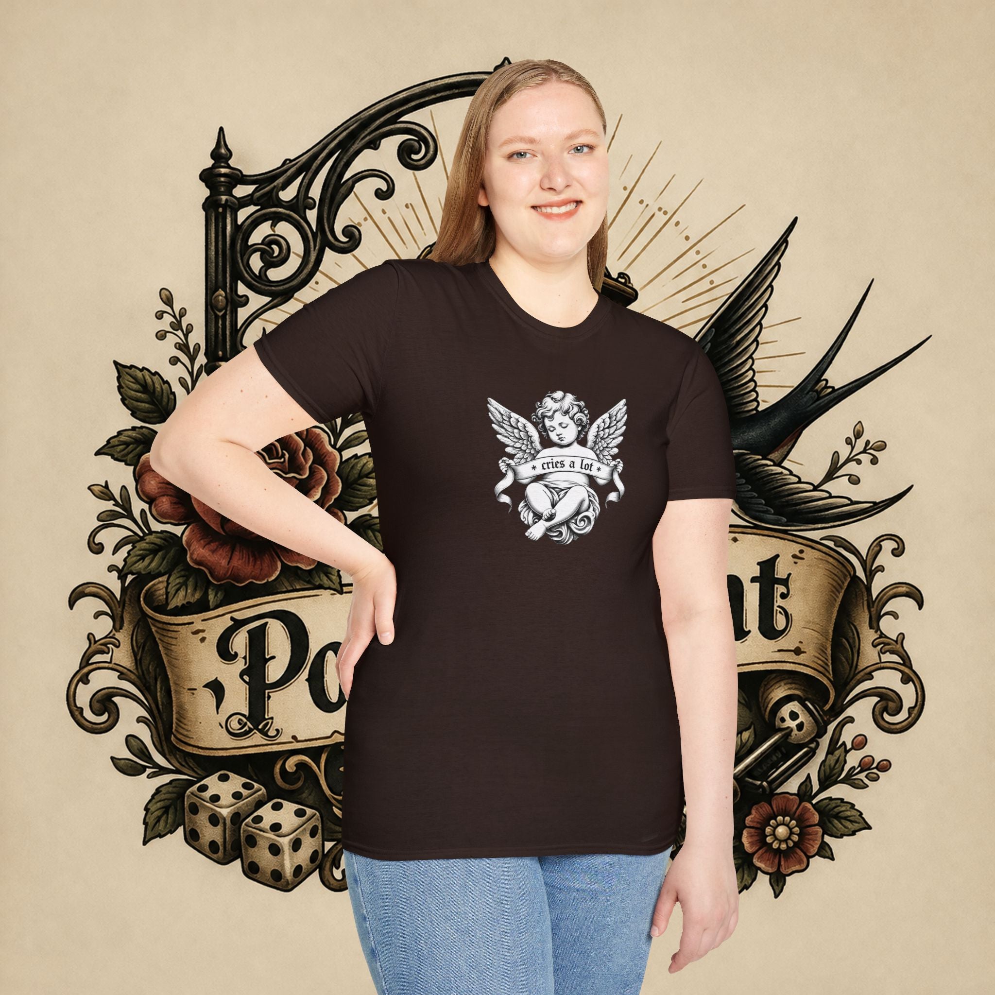 Cherub Angel Tee — 'Cries a Lot' Vintage Graphic T-Shirt
