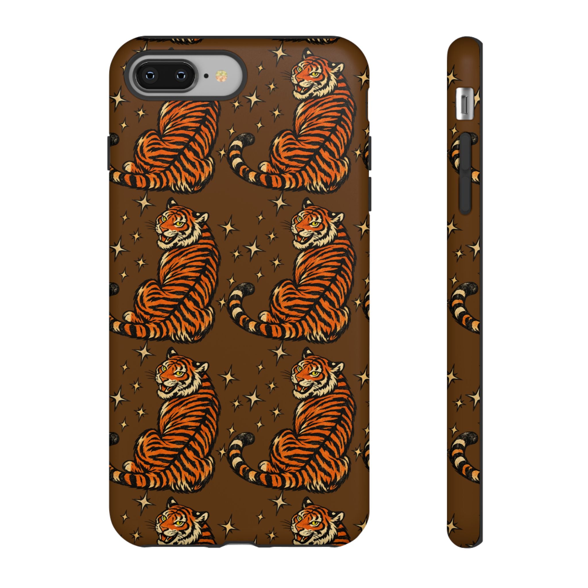 Tiger Pattern Phone Case — Retro Brown Vintage Tiger Print Tough Case