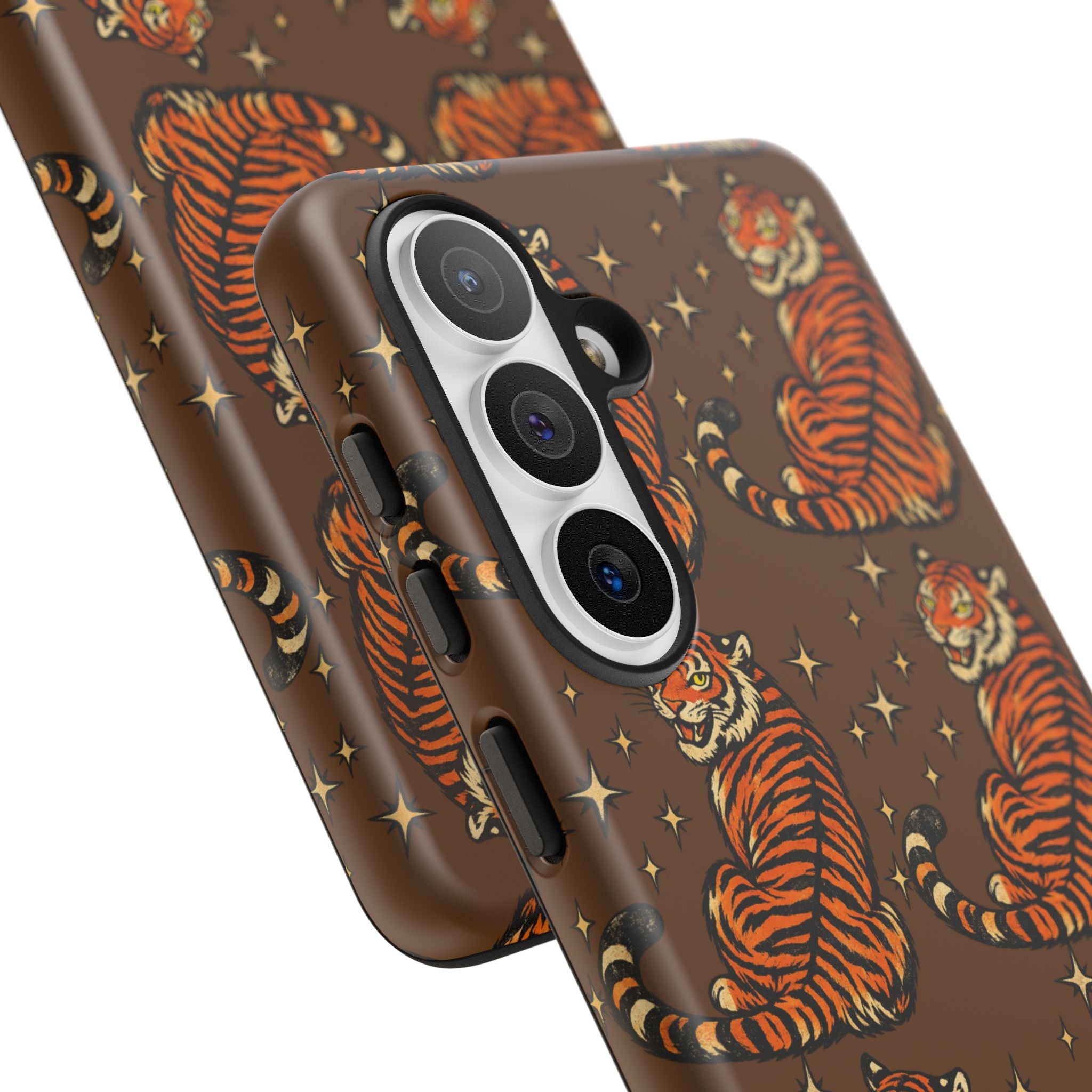 Tiger Pattern Phone Case — Retro Brown Vintage Tiger Print Tough Case