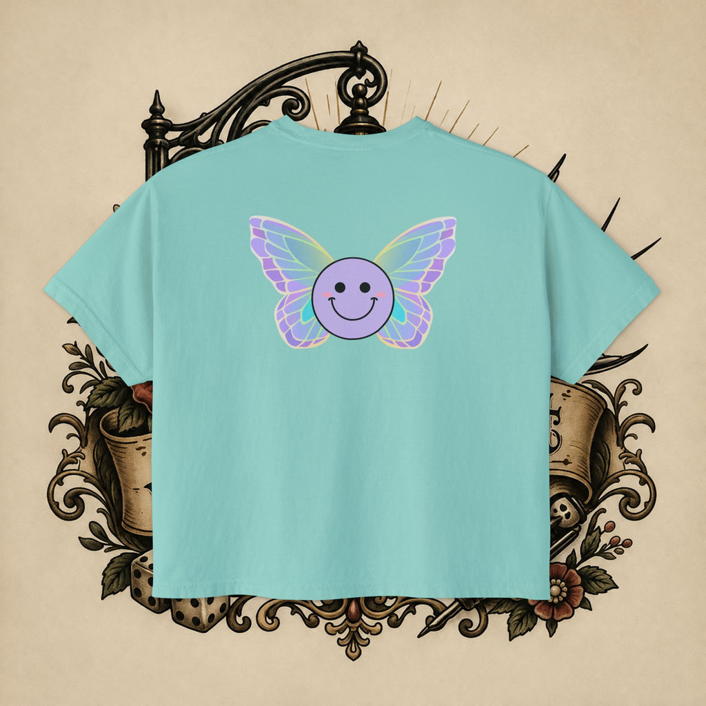 Women's Boxy Tee — "Fueled by Rage" Cute Rainbow Bunny Graphic