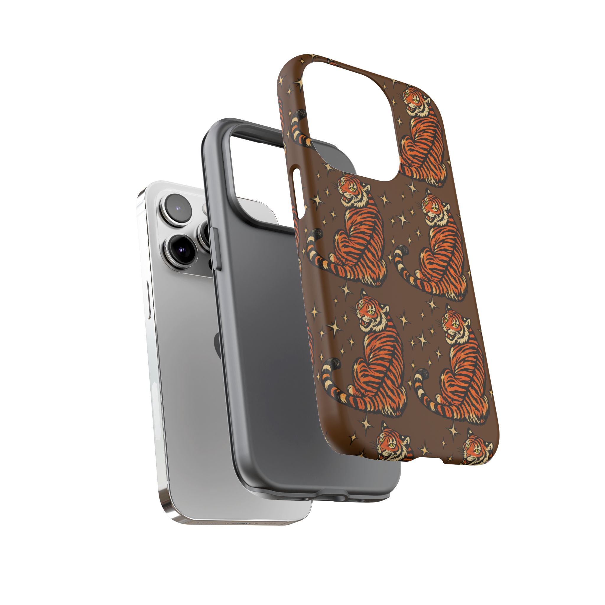 Tiger Pattern Phone Case — Retro Brown Vintage Tiger Print Tough Case