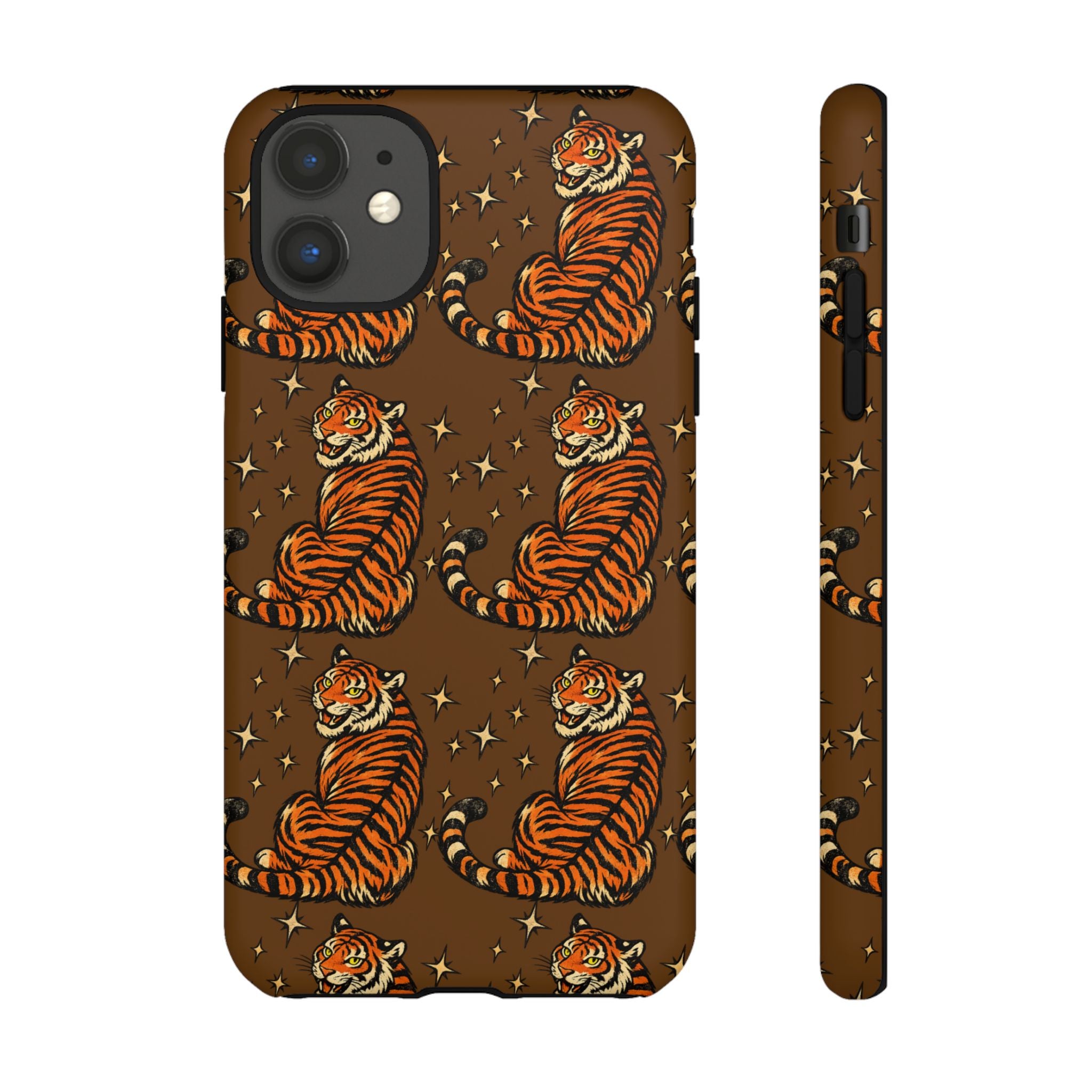 Tiger Pattern Phone Case — Retro Brown Vintage Tiger Print Tough Case