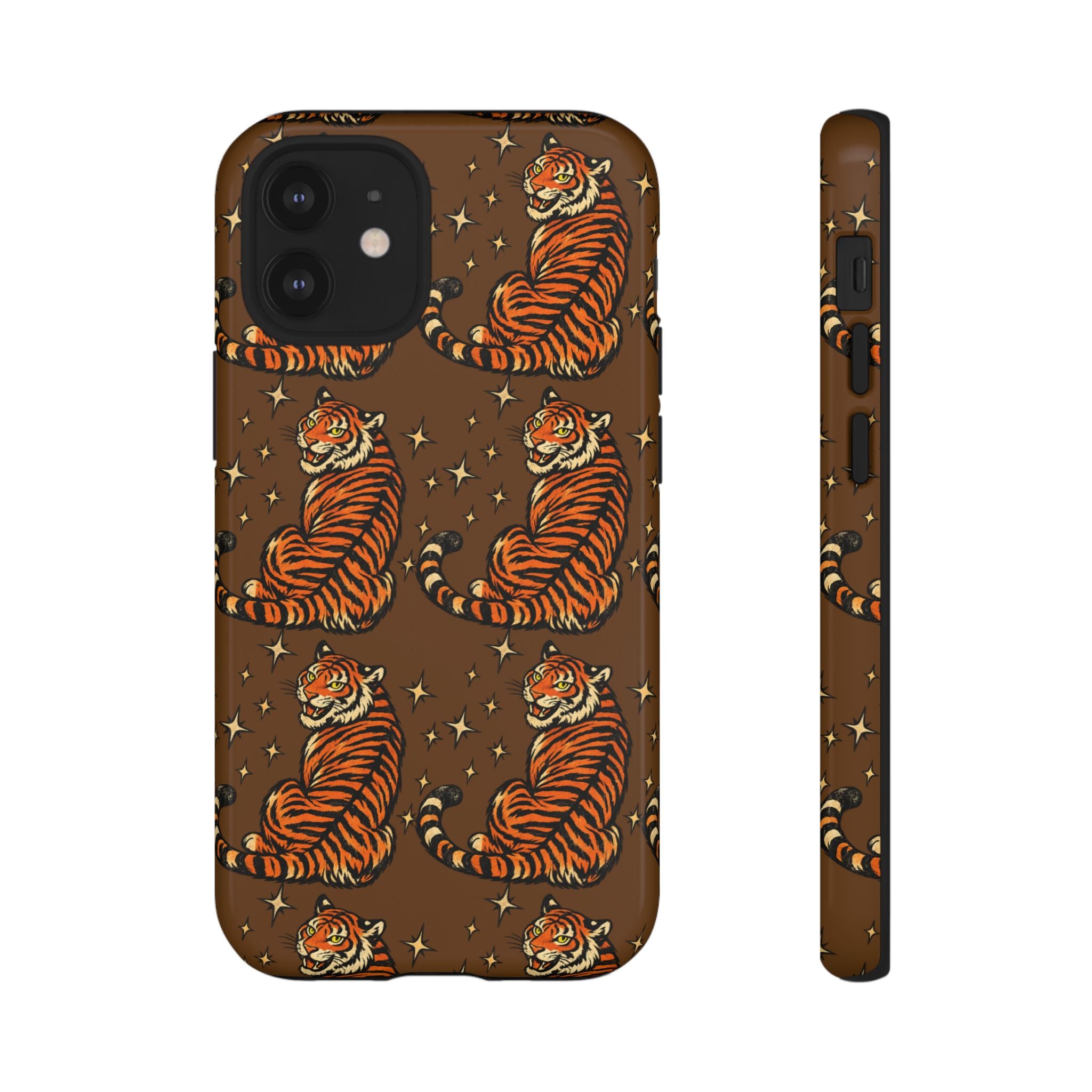 Tiger Pattern Phone Case — Retro Brown Vintage Tiger Print Tough Case