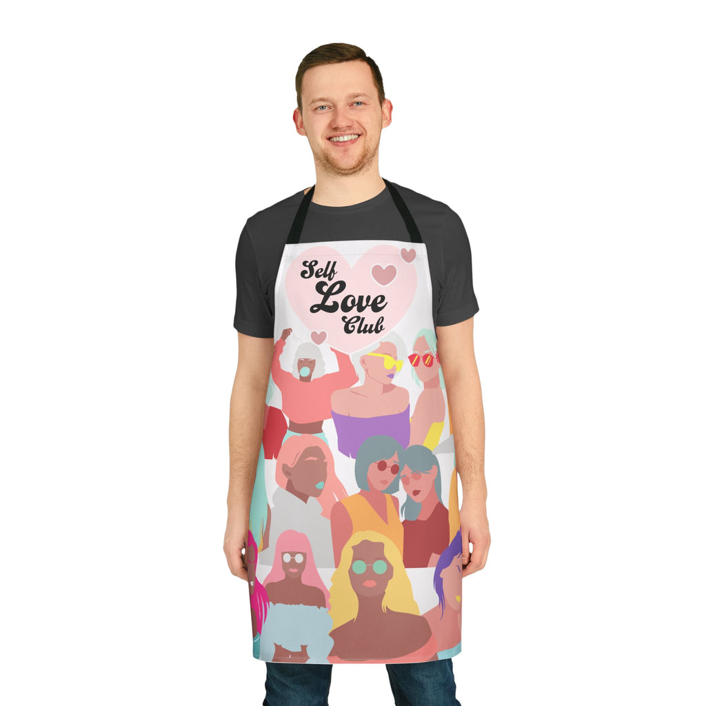 Self Love Club Apron — Colorful Feminine All-Over Print Kitchen Apron