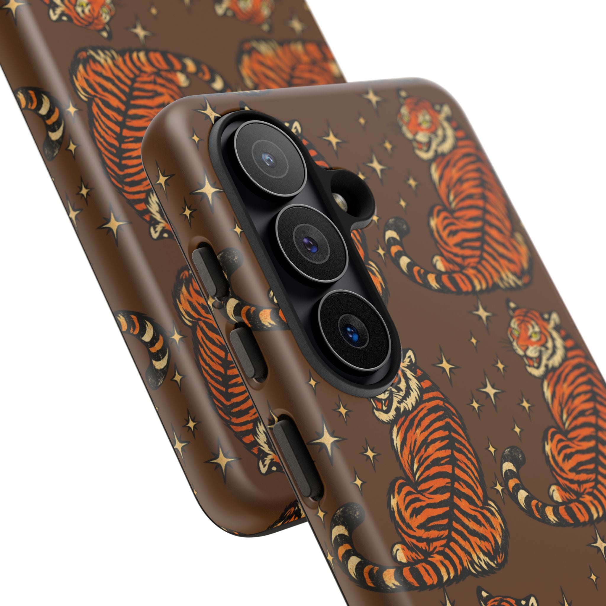 Tiger Pattern Phone Case — Retro Brown Vintage Tiger Print Tough Case