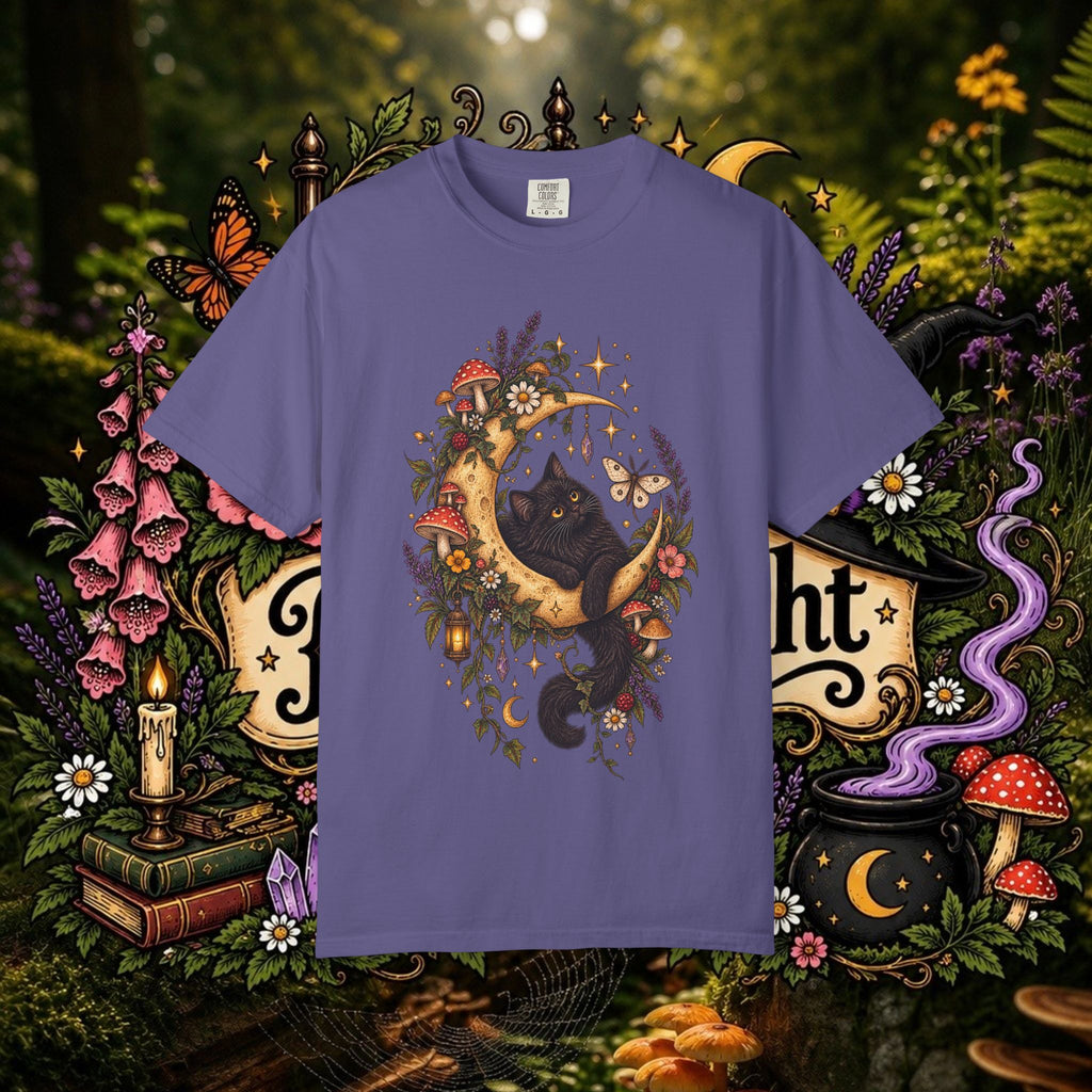 Moonlit Black Cat Oversized T-Shirt