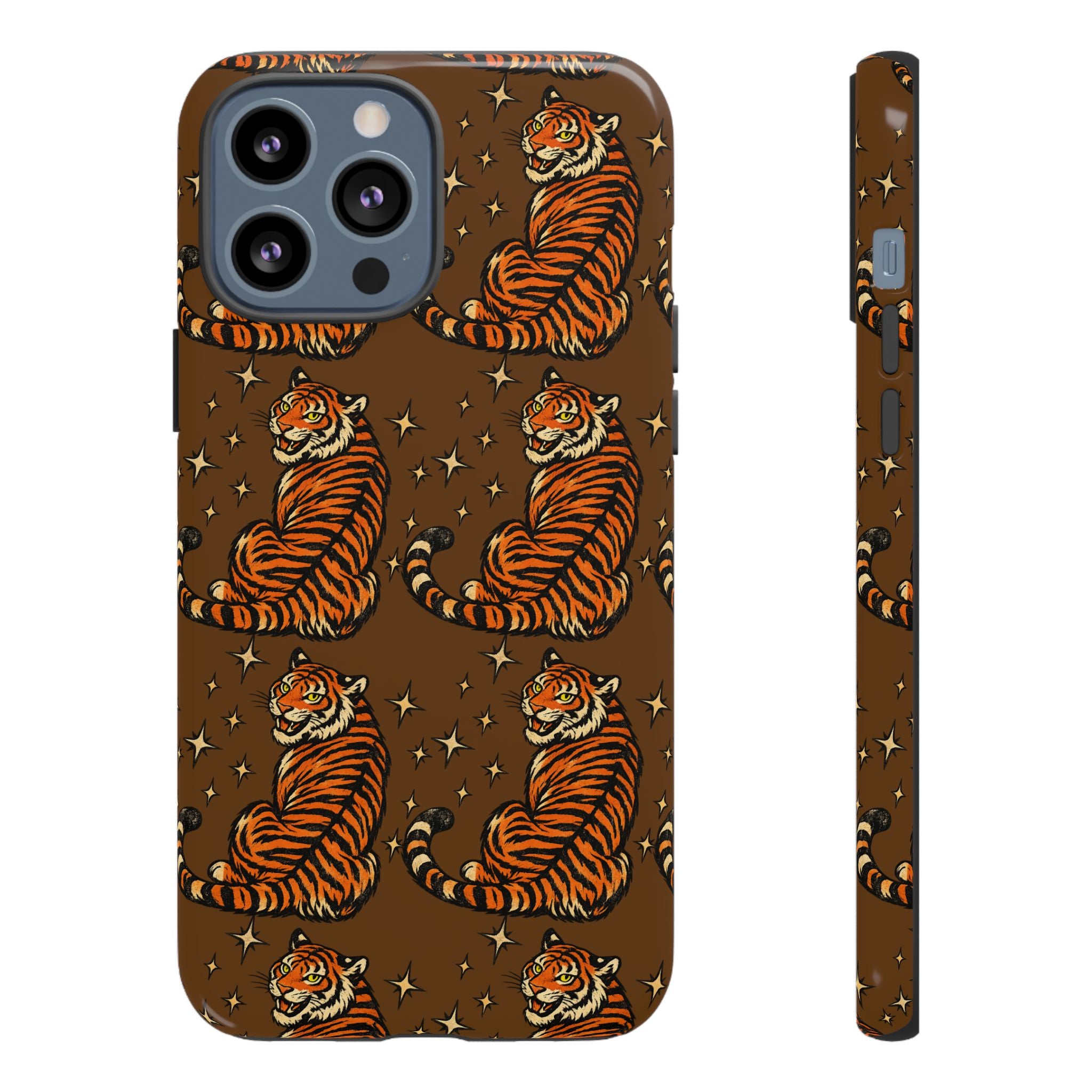 Tiger Pattern Phone Case — Retro Brown Vintage Tiger Print Tough Case