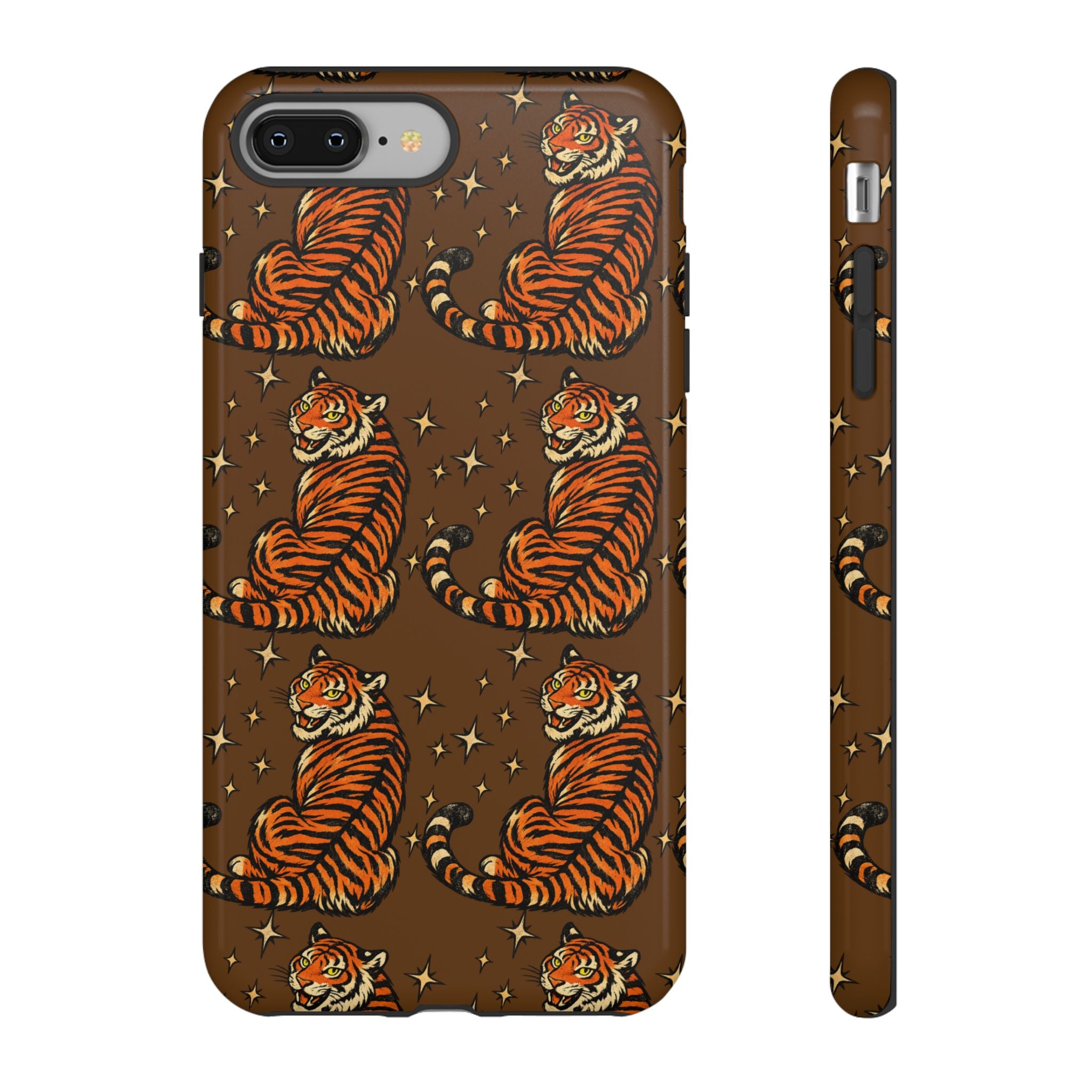 Tiger Pattern Phone Case — Retro Brown Vintage Tiger Print Tough Case