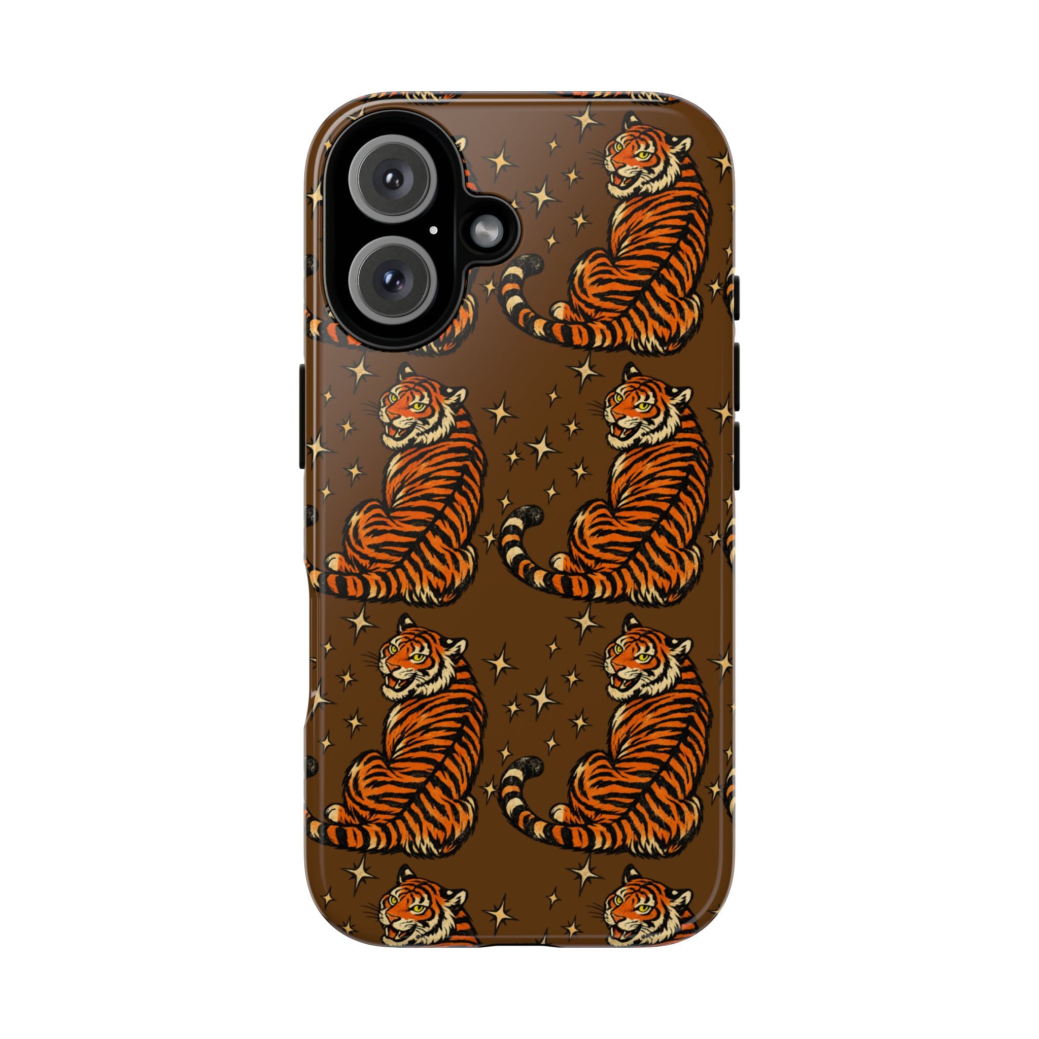 Tiger Pattern Phone Case — Retro Brown Vintage Tiger Print Tough Case