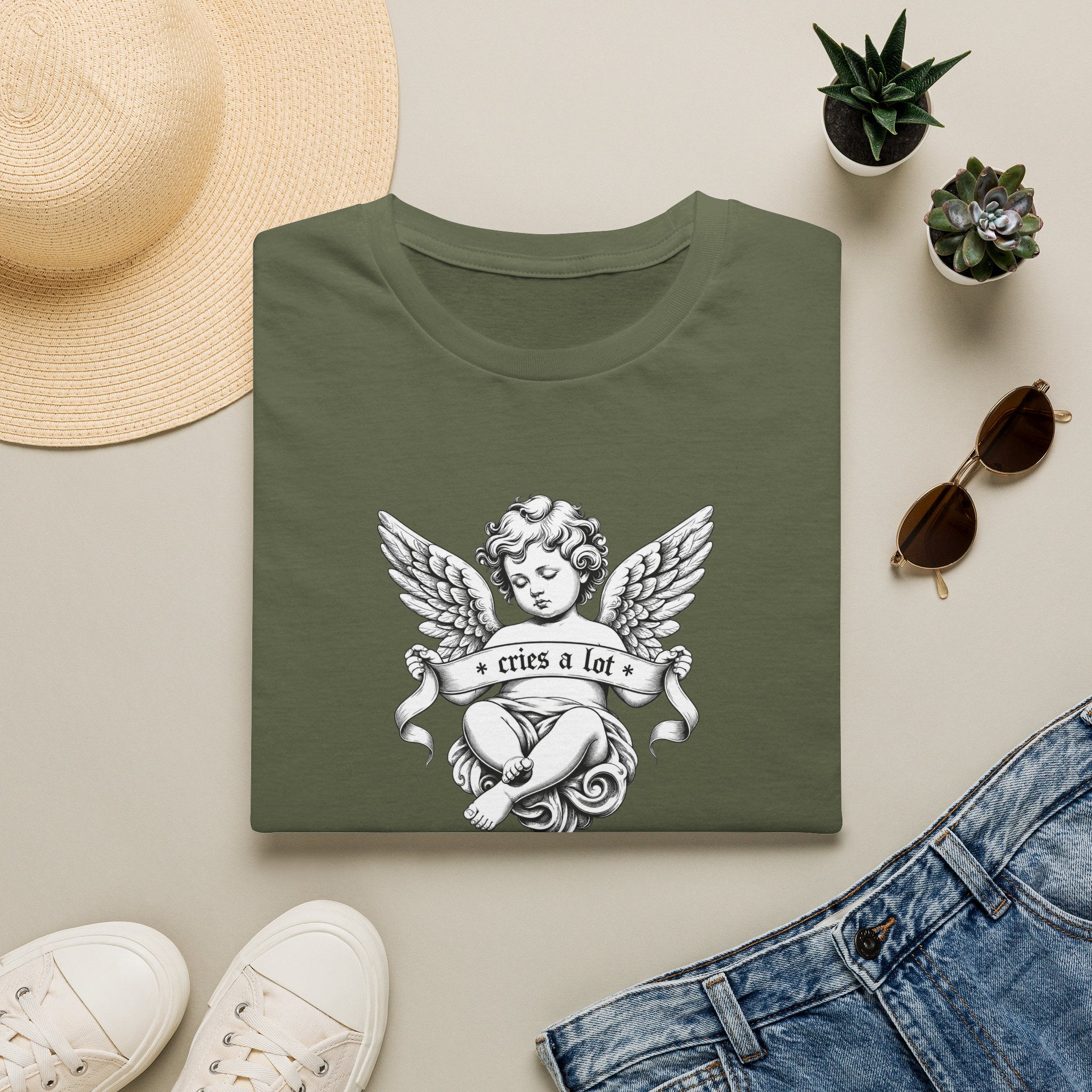 Cherub Angel Tee — 'Cries a Lot' Vintage Graphic T-Shirt