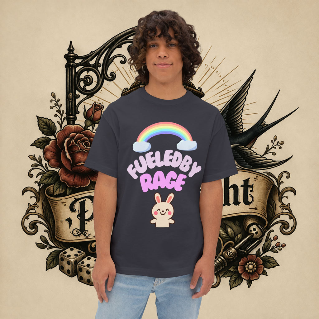 Fueled by Rage Tee | Cute Bunny Rainbow Illustration