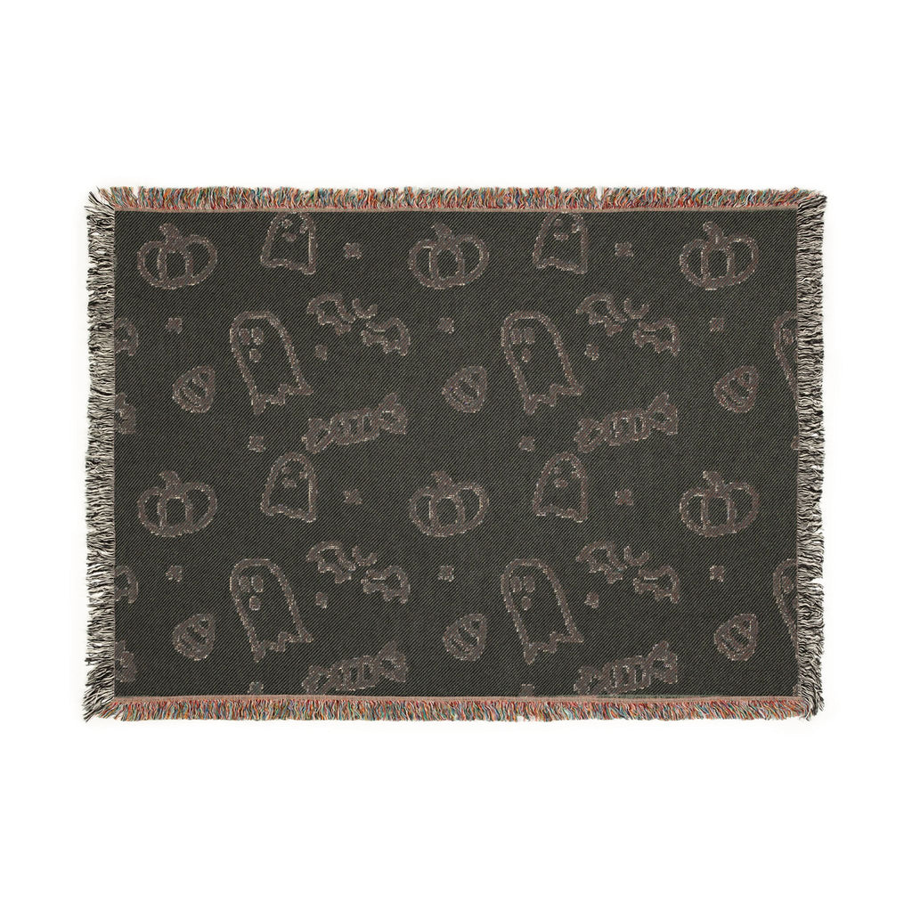Halloween Doodle Ghosts & Pumpkins Woven Blanket — Cozy Spooky Throw for Fall Decor