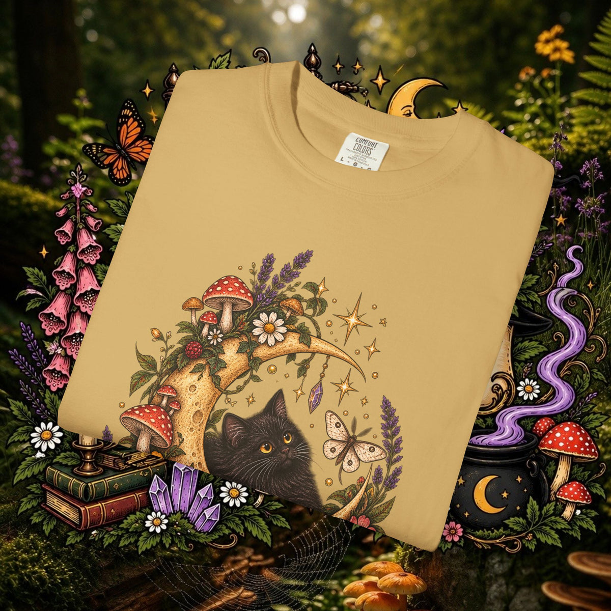 Moonlit Black Cat Oversized T-Shirt
