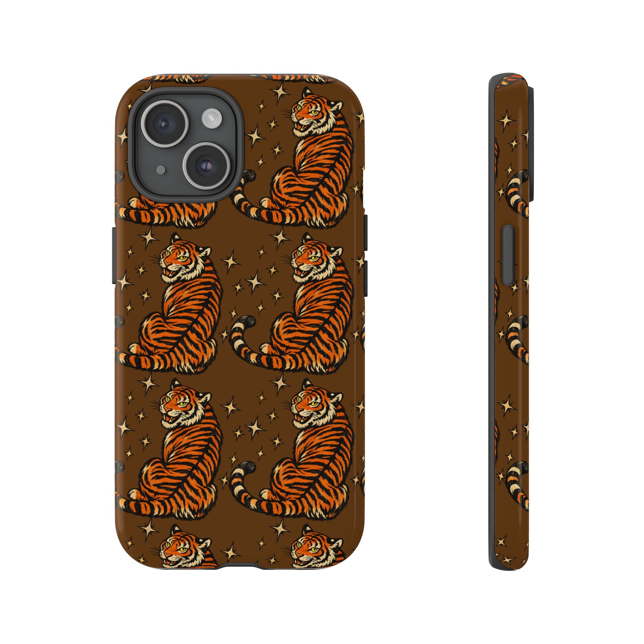 Tiger Pattern Phone Case — Retro Brown Vintage Tiger Print Tough Case
