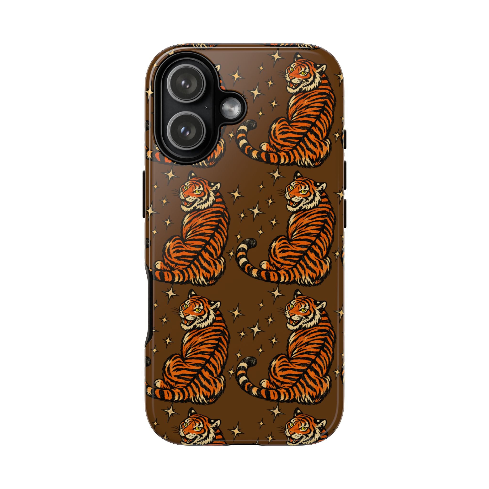 Tiger Pattern Phone Case — Retro Brown Vintage Tiger Print Tough Case
