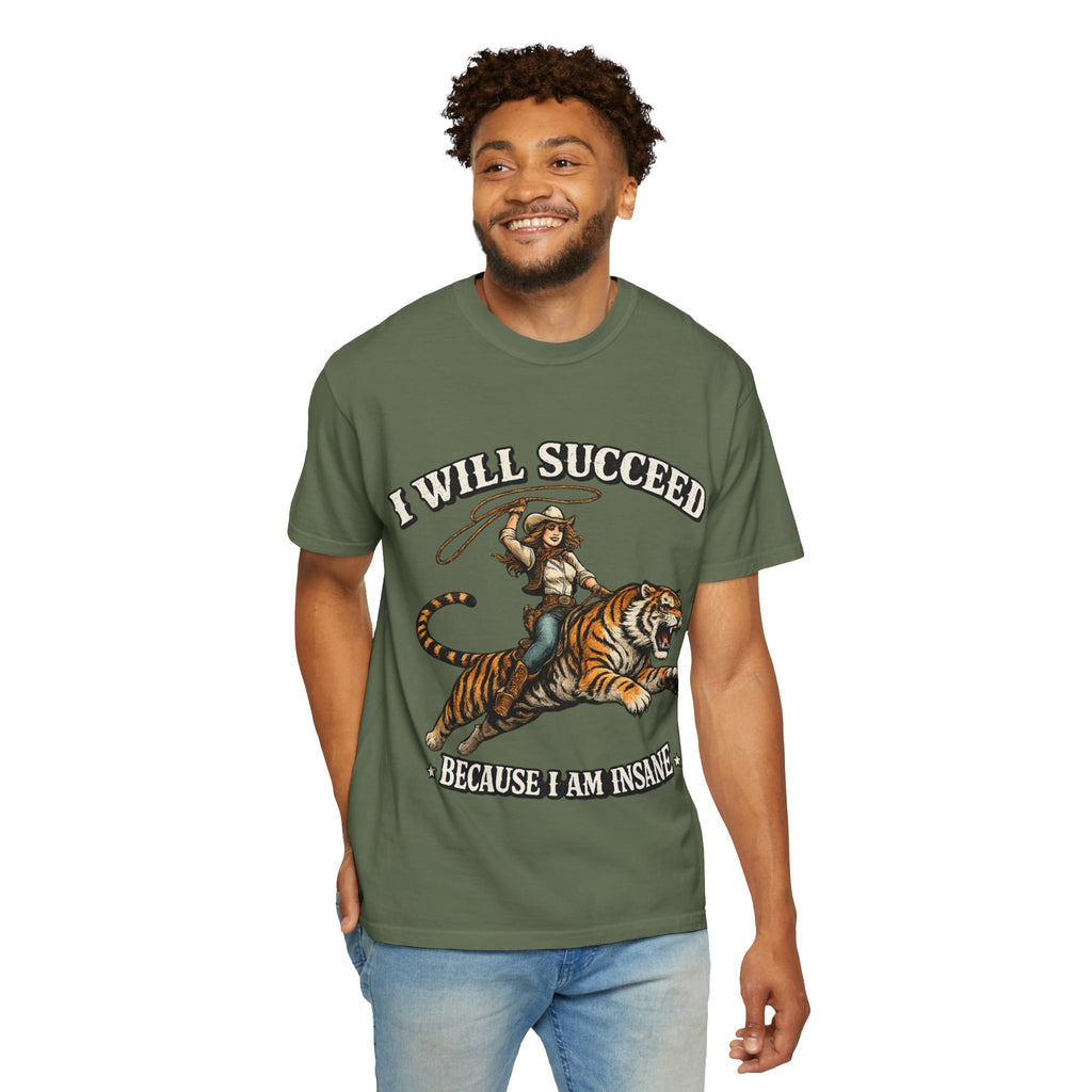 I Will Succeed Tiger T-Shirt — Bold Vintage Rider Graphic Tee